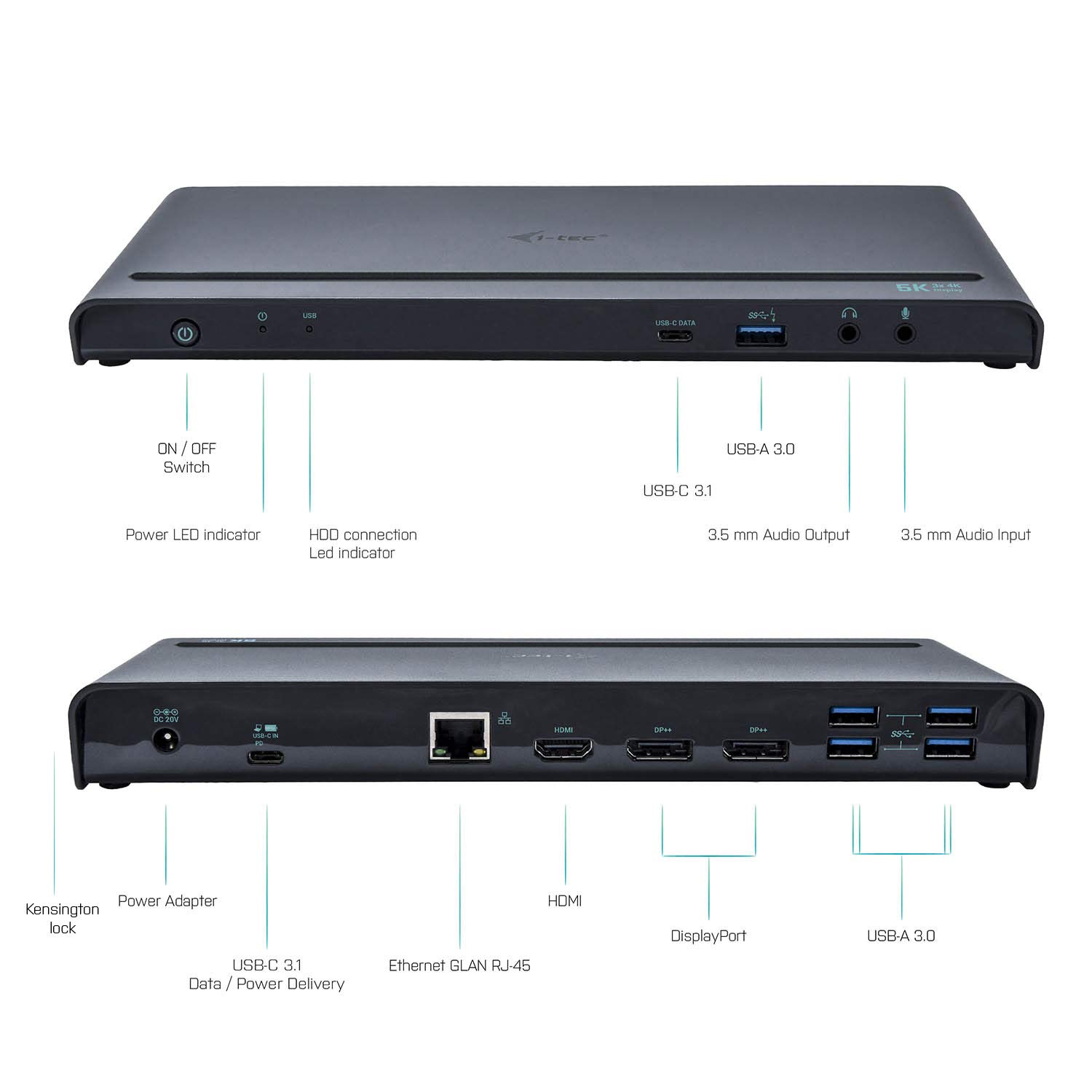 i-tec-station-d-accueil-usb-c-usb-3-0-triple-4k-2x-displayport-hdmi-lan-power-de image 4