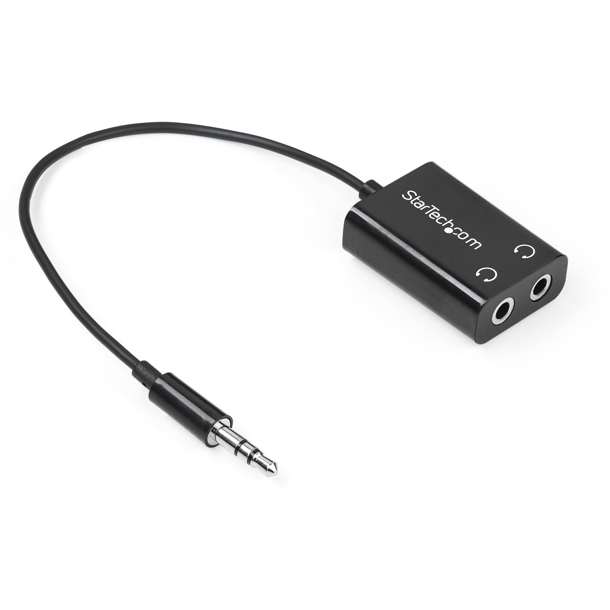 startech-com-r-partiteur-audio-slim-3-5-mm-m-le-vers-2x-femelle-noir-muy1mffadp image 1