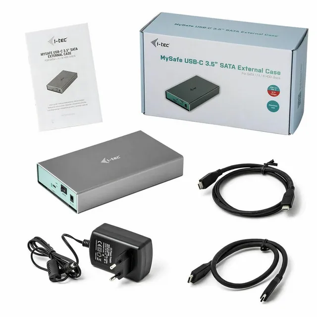 i-tec-mysafe-bo-tier-disque-dur-usb-c-3-1-gen-2-3-5-sata-jusqu-10-gbit-s-alumini image 1
