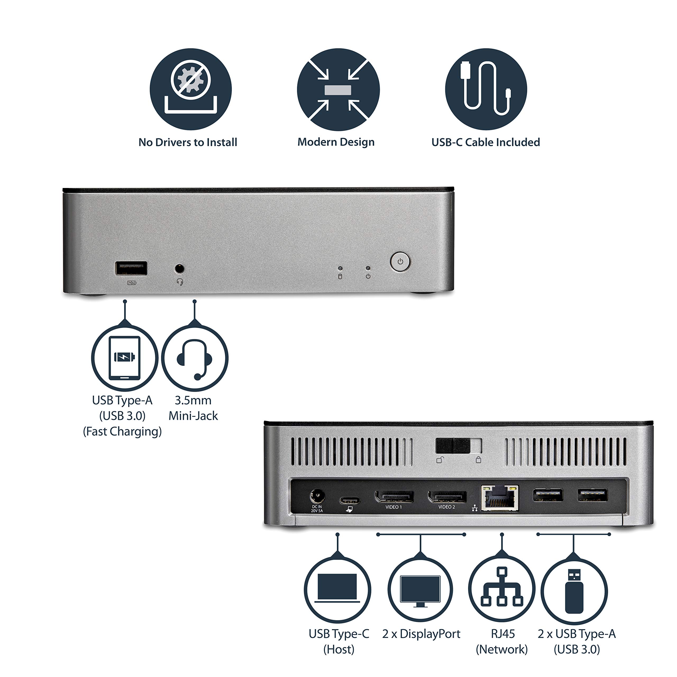 startech-com-mst30c2hdppd-station-d-accueil-usb-c-double-displayport-4k-baie-ssd image 2