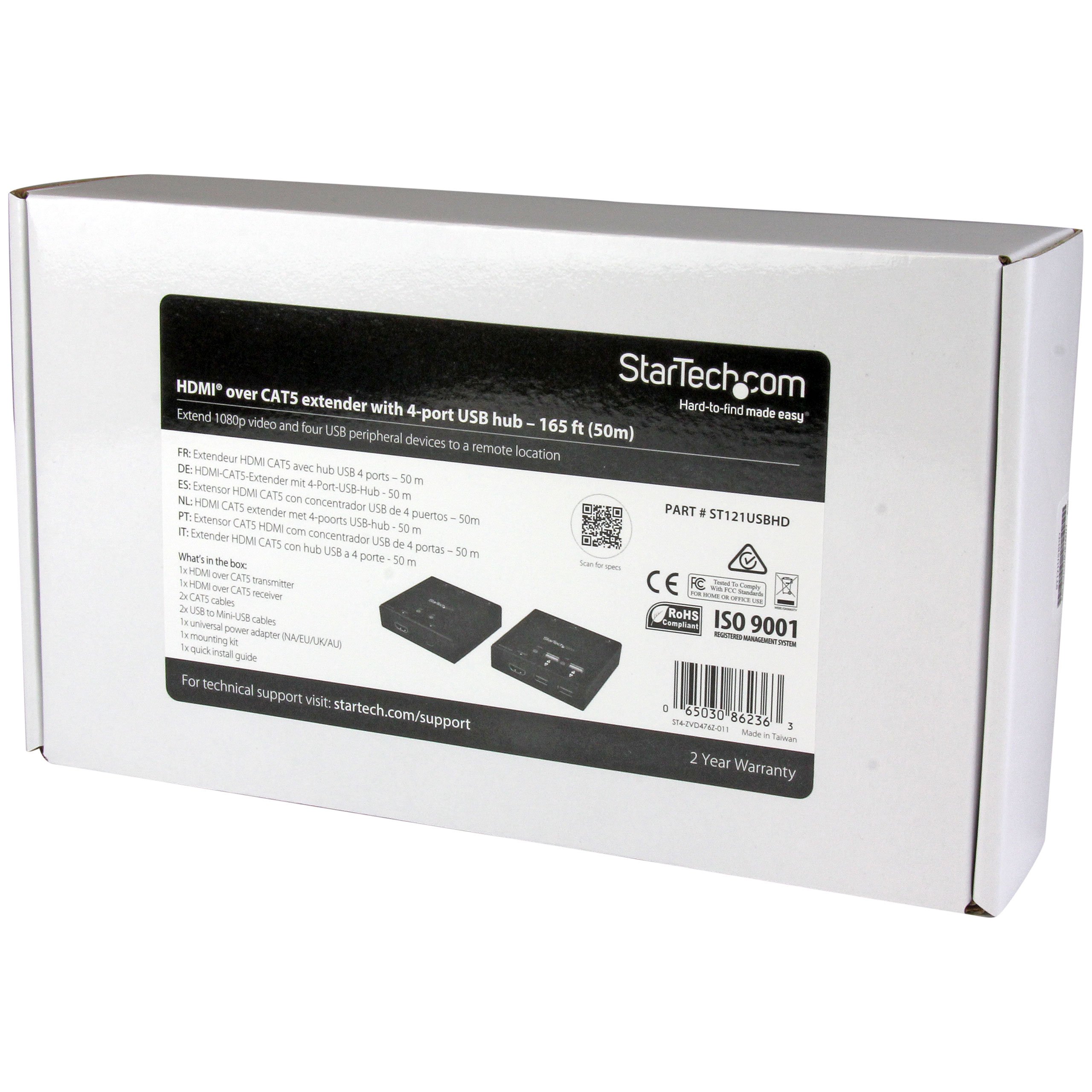 startech-com-pm1115xx-series-extendeur-hdmi-sur-cat5-cat6-avec-hub-usb-2-0-4-por image 2