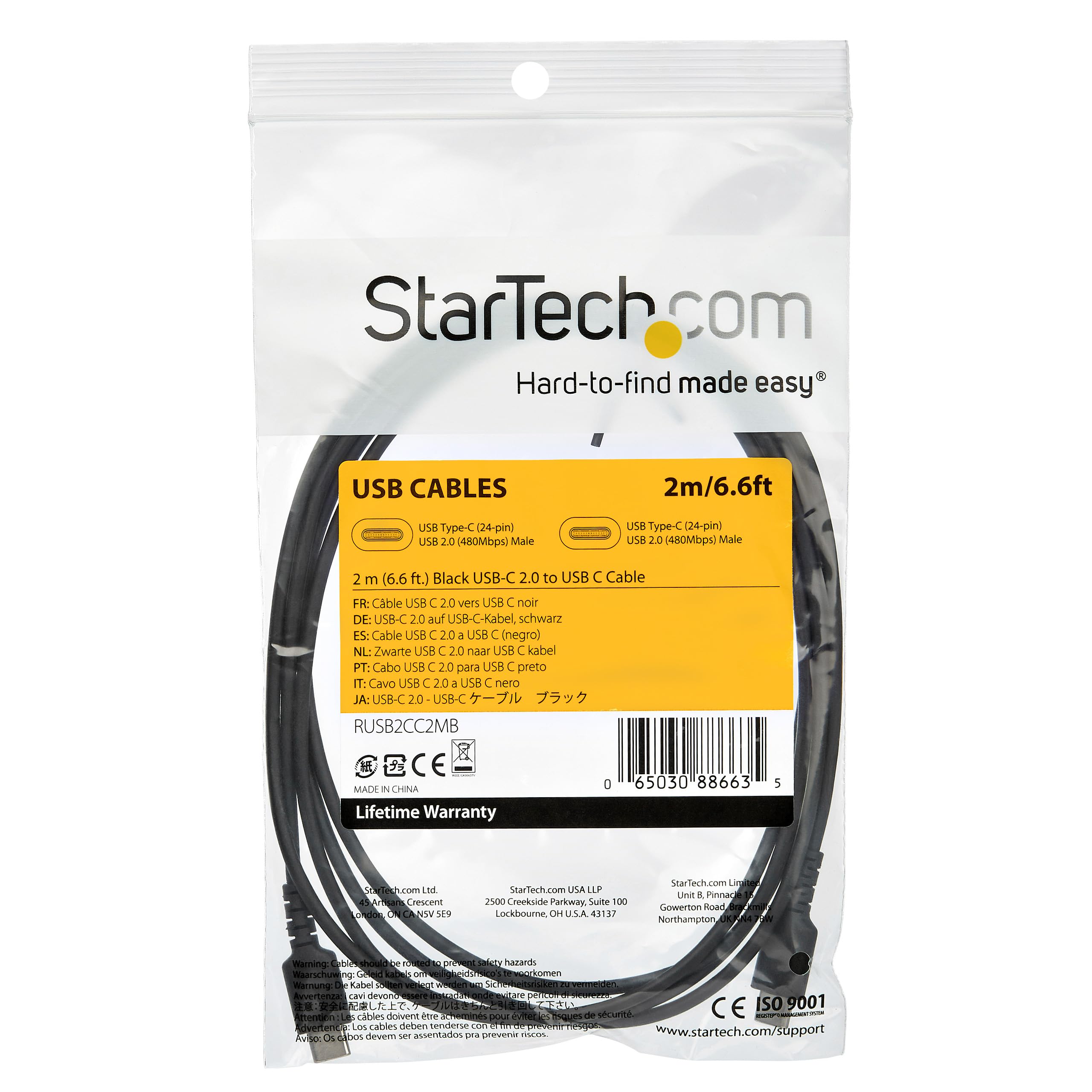 startech-com-rusb2cc2mb-c-ble-usb-c-vers-usb-c-2-m-60w-gaine-tpe-fibre-aramide-n image 4