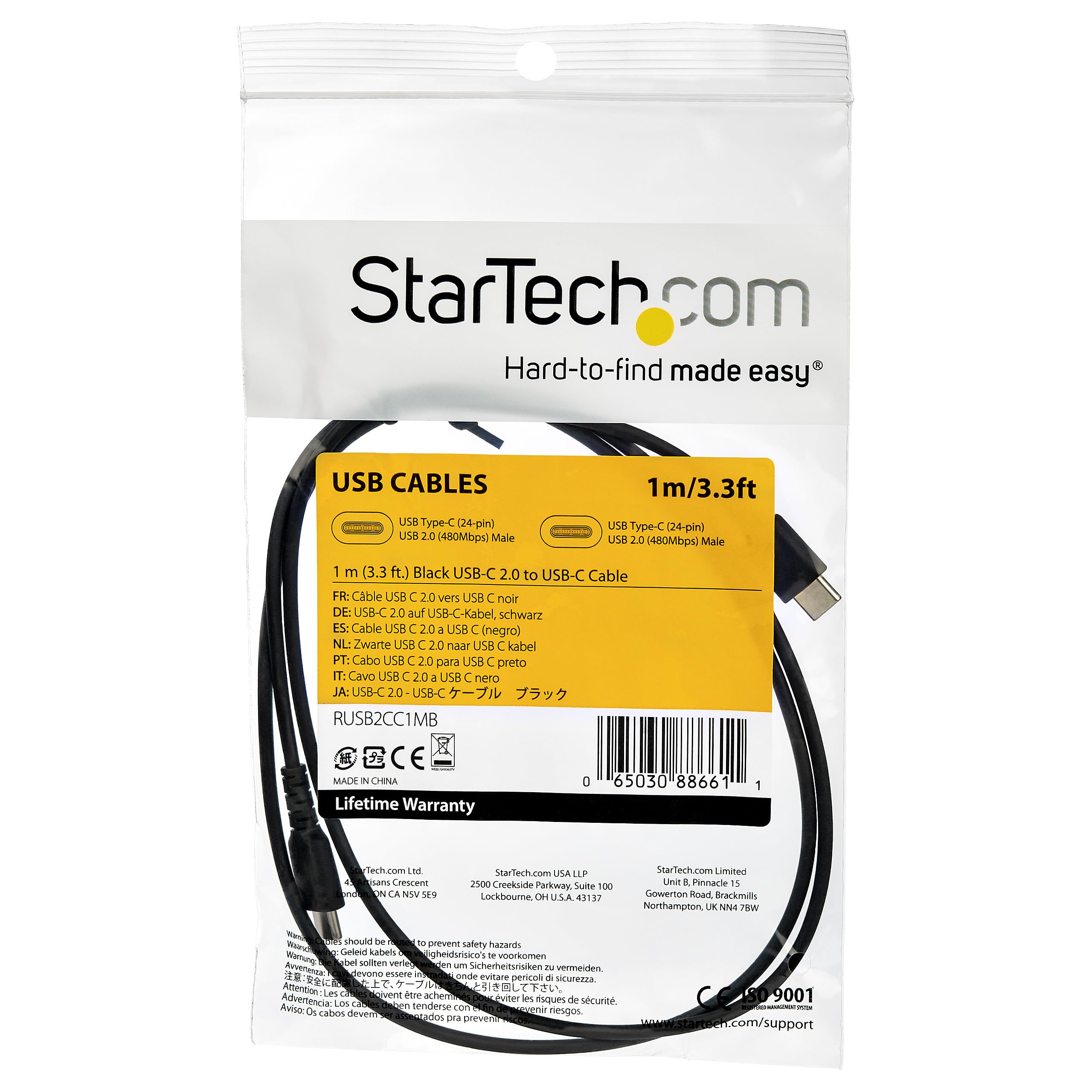 startech-com-c-ble-usb-a-vers-usb-c-1-m-3a-usb-2-0-robuste-noir image 6