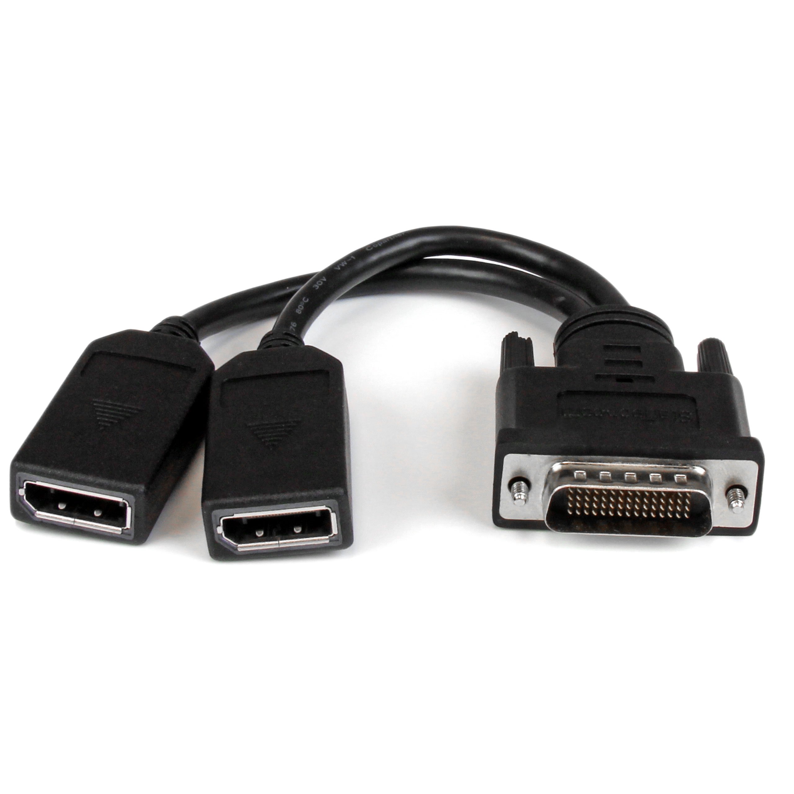 startech-com-c-ble-adaptateur-dms-59-vers-2x-displayport-20-cm-noir image 1