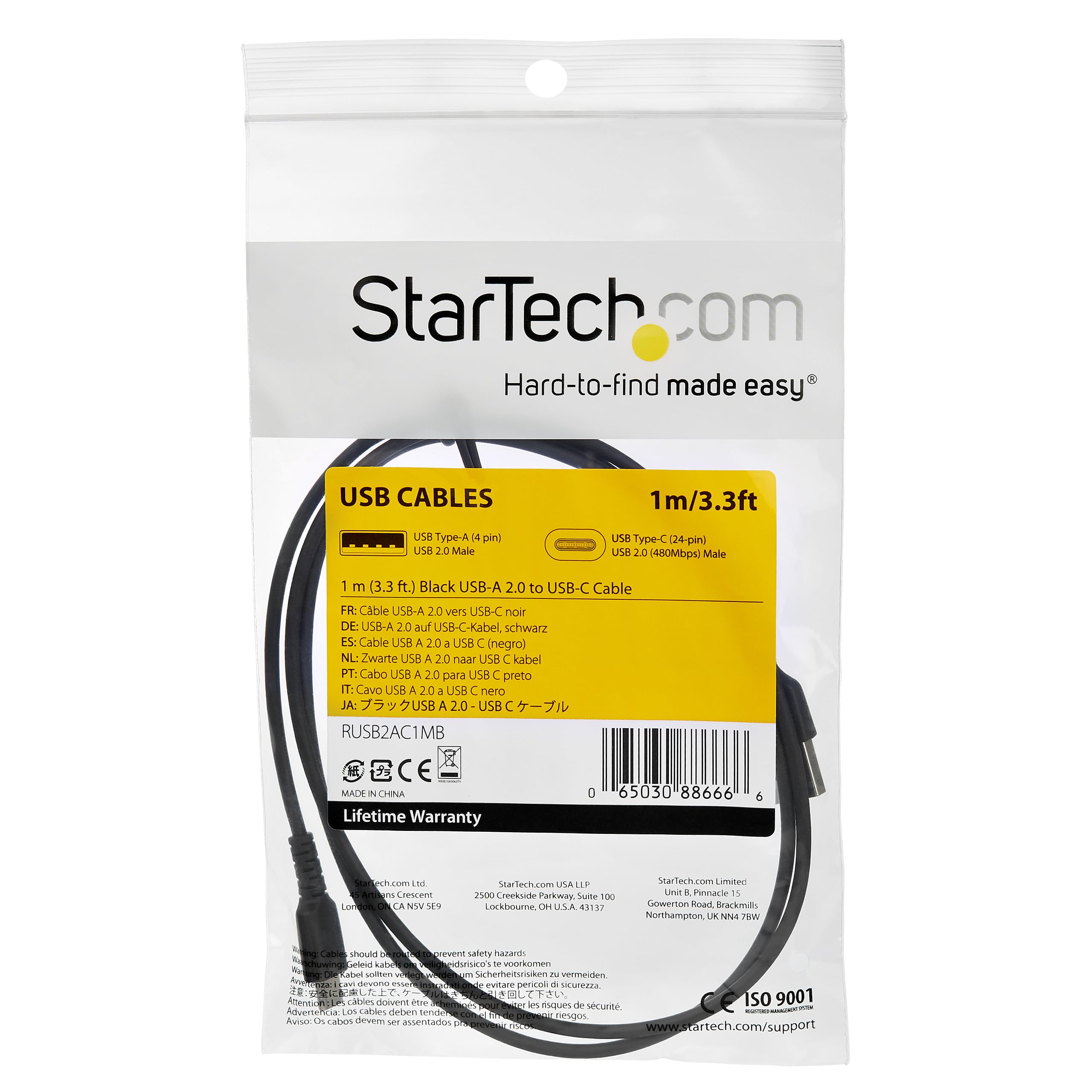 startech-com-c-ble-usb-c-vers-usb-c-1-m-60w-usb-2-0-noir image 4