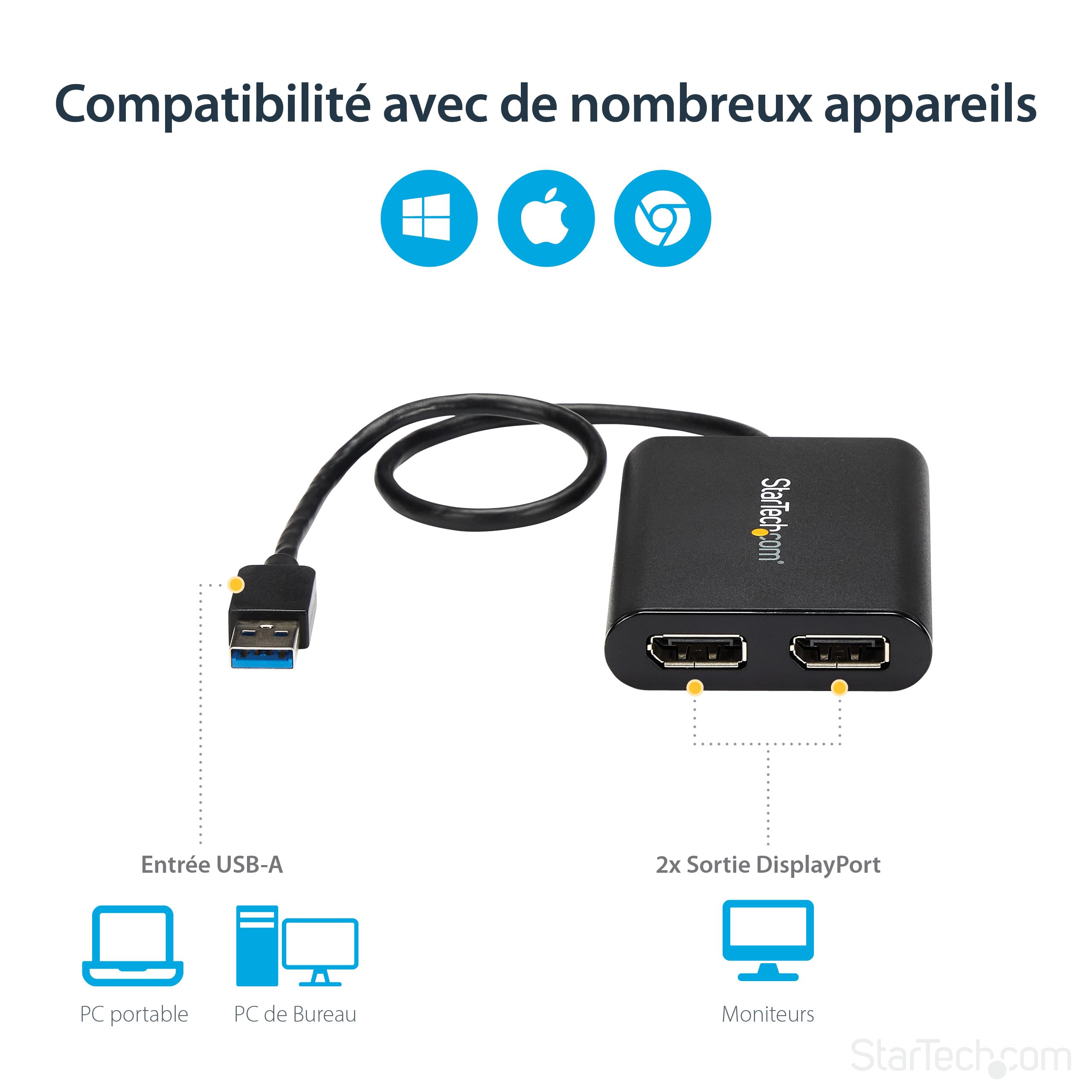 startech-adaptateur-usb-3-0-vers-double-displayport-4k-60hz-usb32dp24k60 image 5