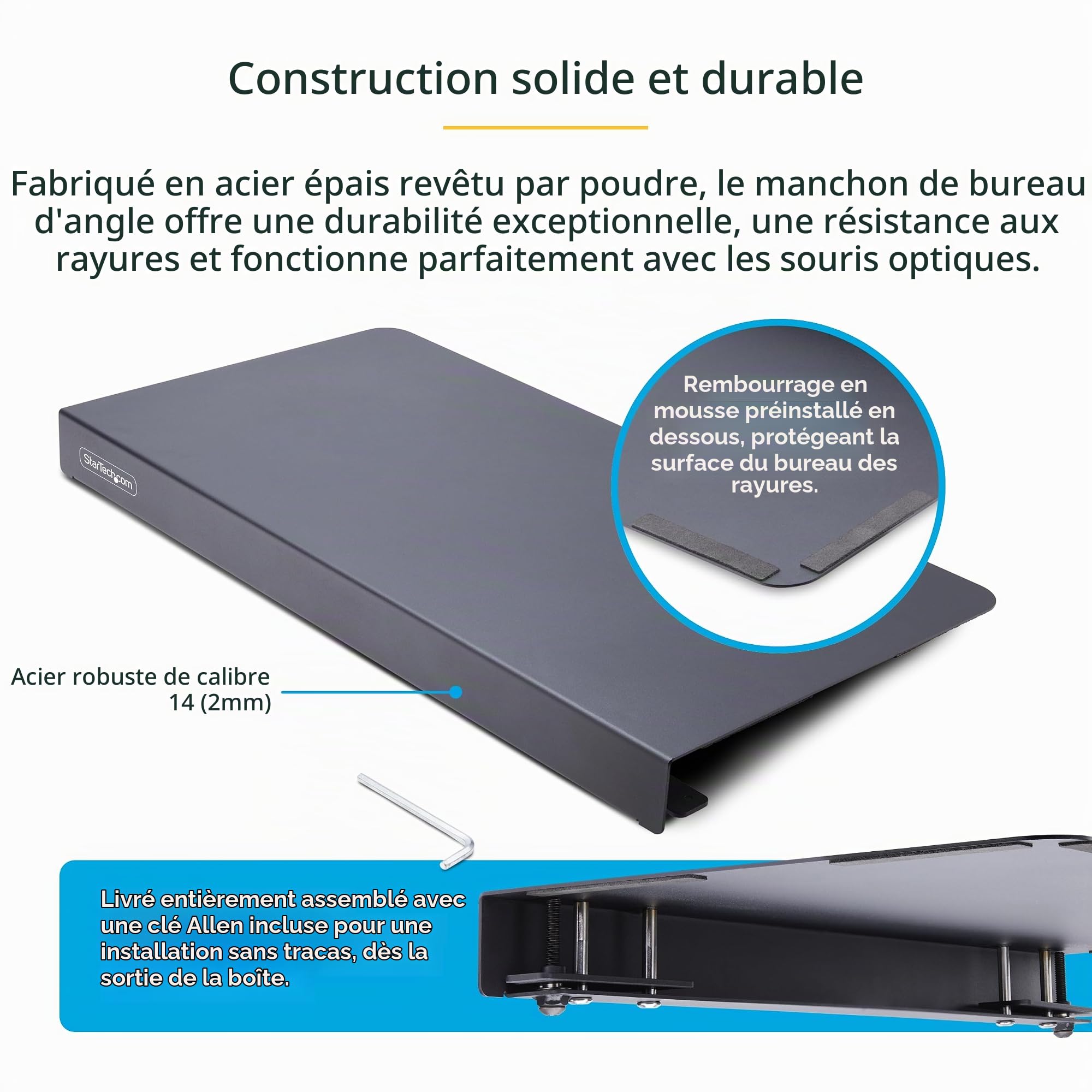 startech-com-dskcrnrslv-plateau-d-angle-acier-pince-pour-clavier-et-souris image 5