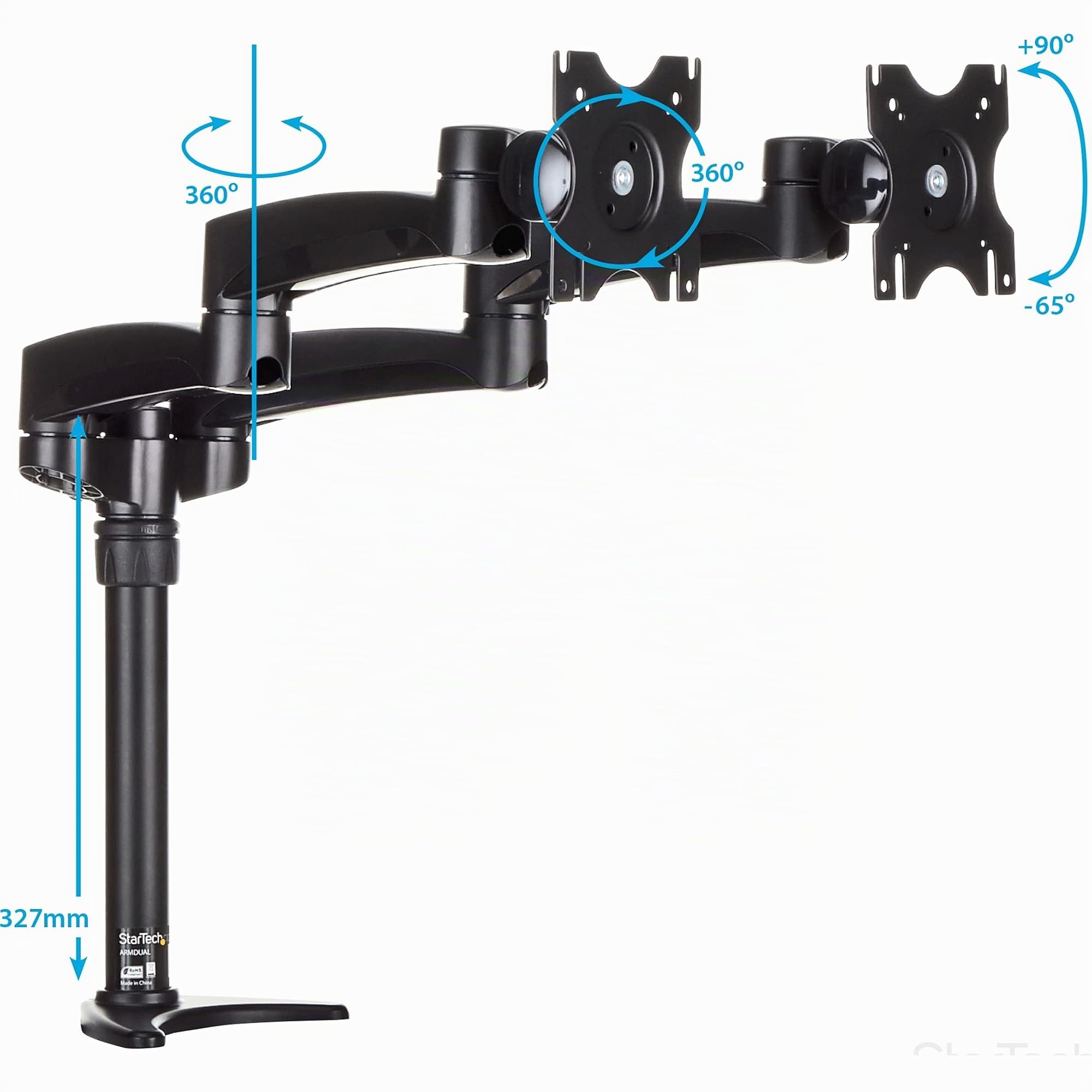 startech-com-armdual-support-bureau-double-bras-articul-2-crans-24-noir image 4