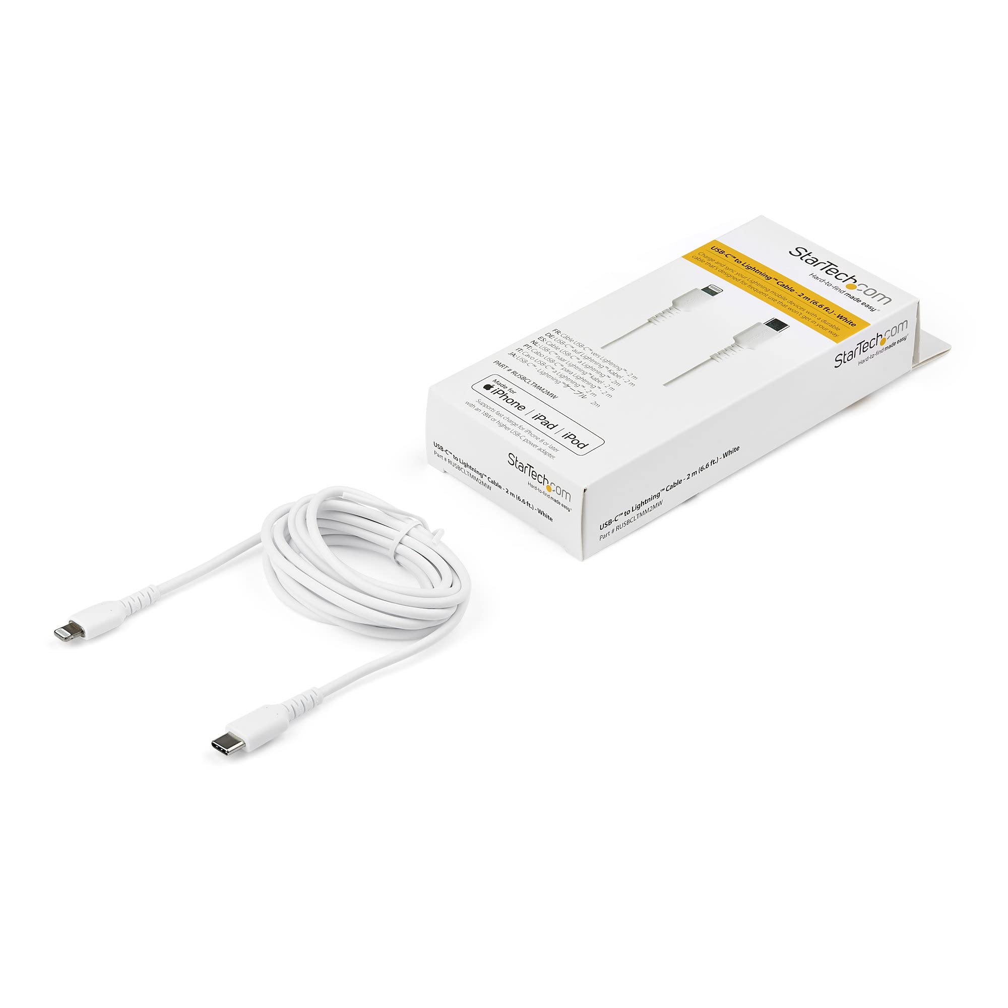 startech-com-rusbcltmm2mw-c-ble-usb-c-vers-lightning-2m-blanc-aramide-mfi image 5