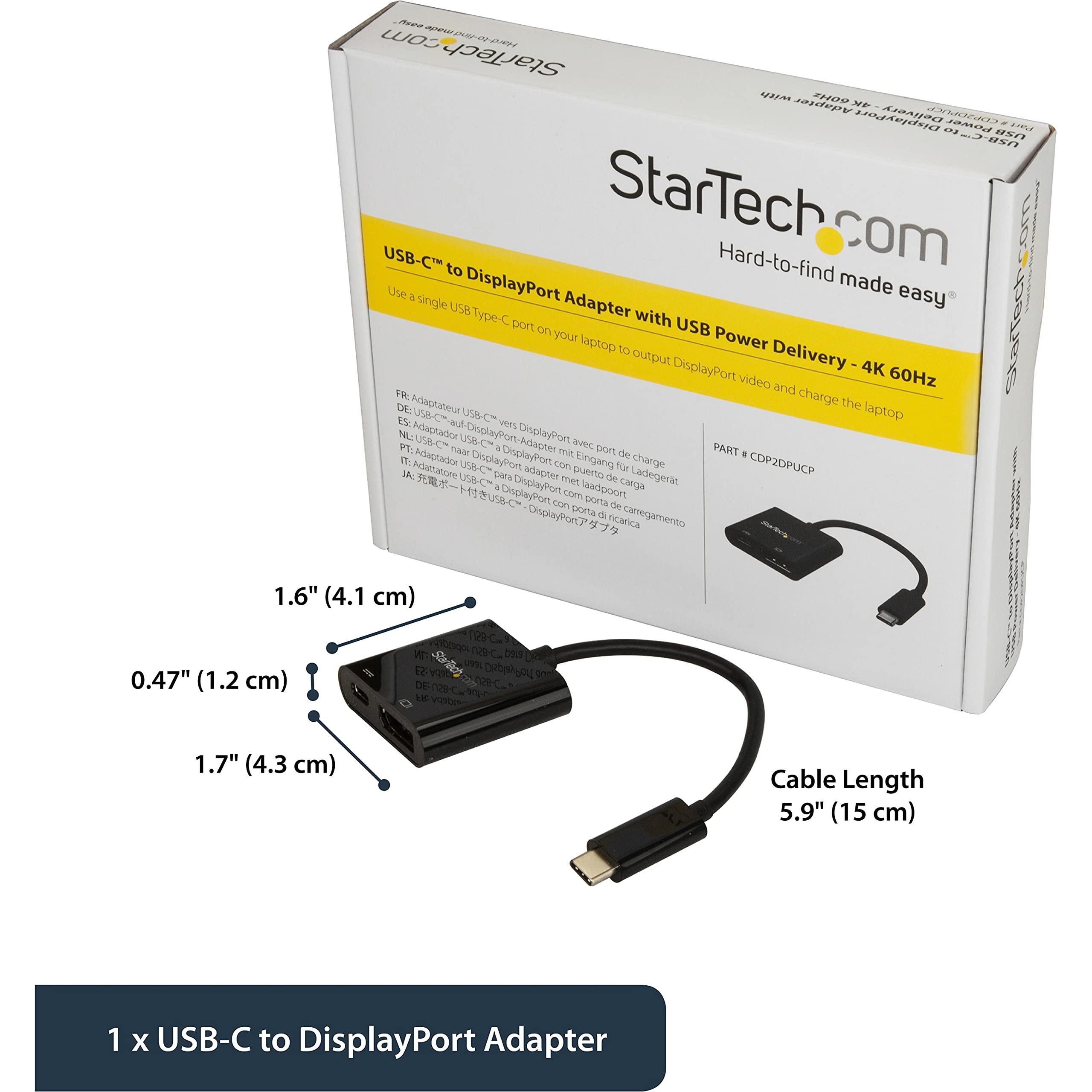 startech-com-adaptateur-usb-c-vers-displayport-1-2-4k-60hz-pd-60w image 3