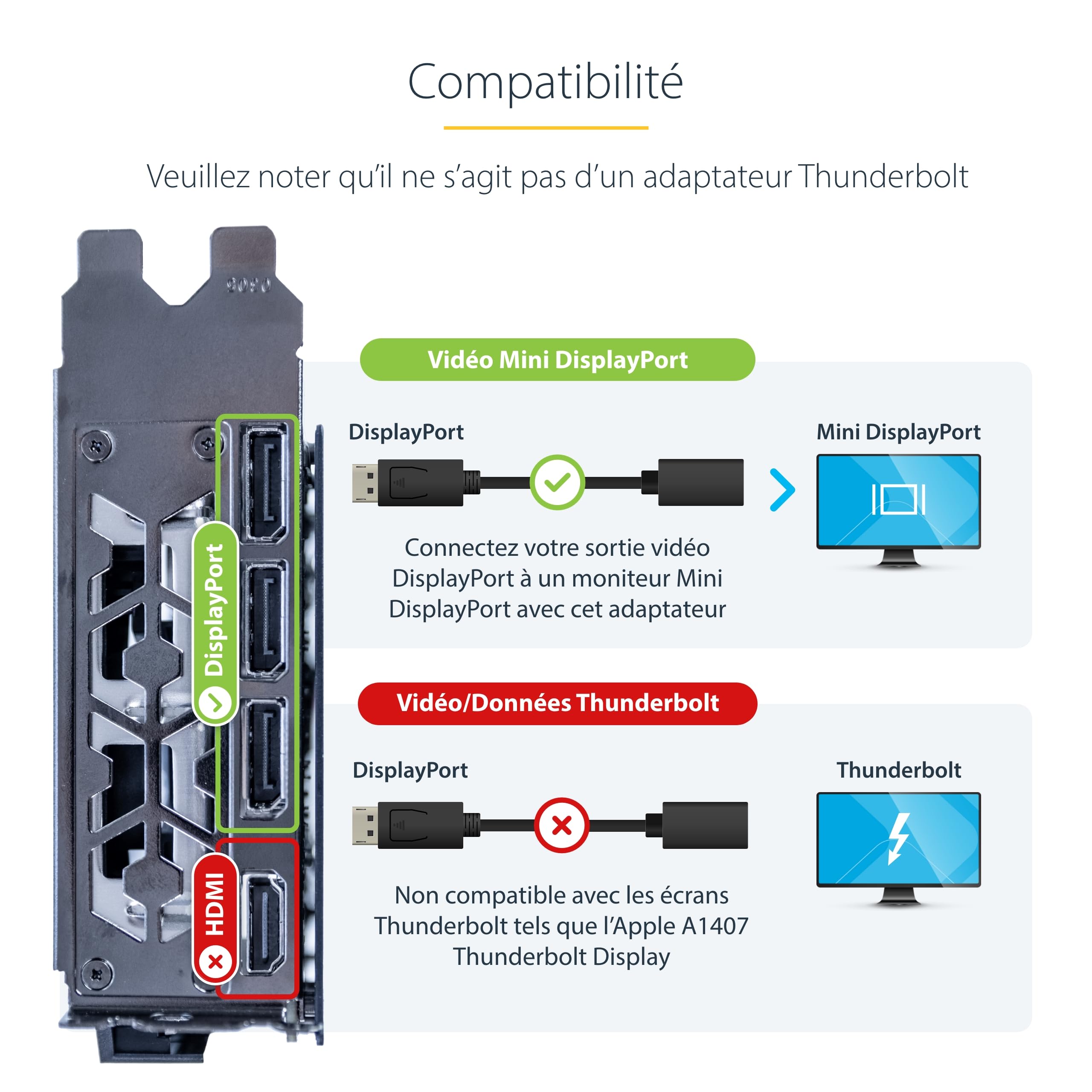startech-com-dp2mdpmf6in-adaptateur-displayport-vers-mini-displayport-15-cm-4k image 4