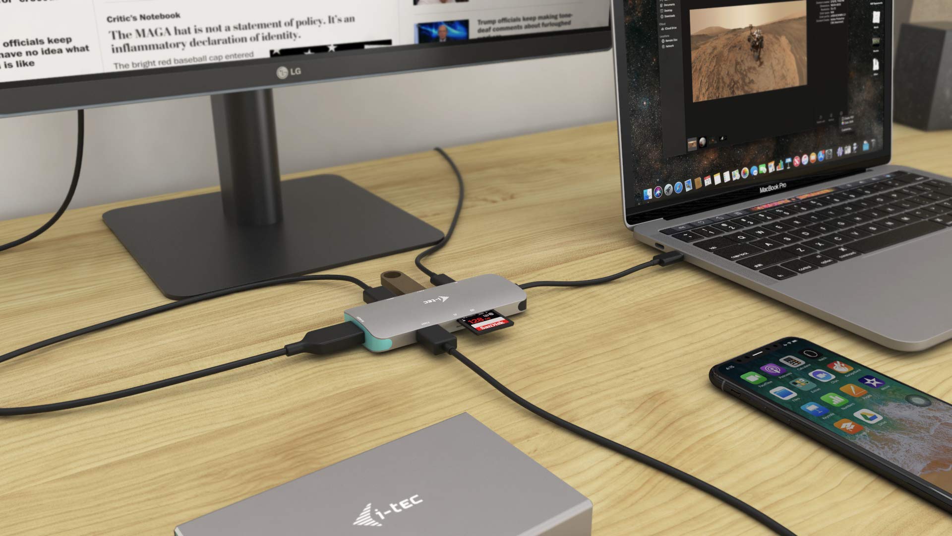 i-tec-nano-station-d-accueil-usb-c-m-tal-4k-hdmi-3x-usb-3-0-sd-microsd-pd-100w image 2