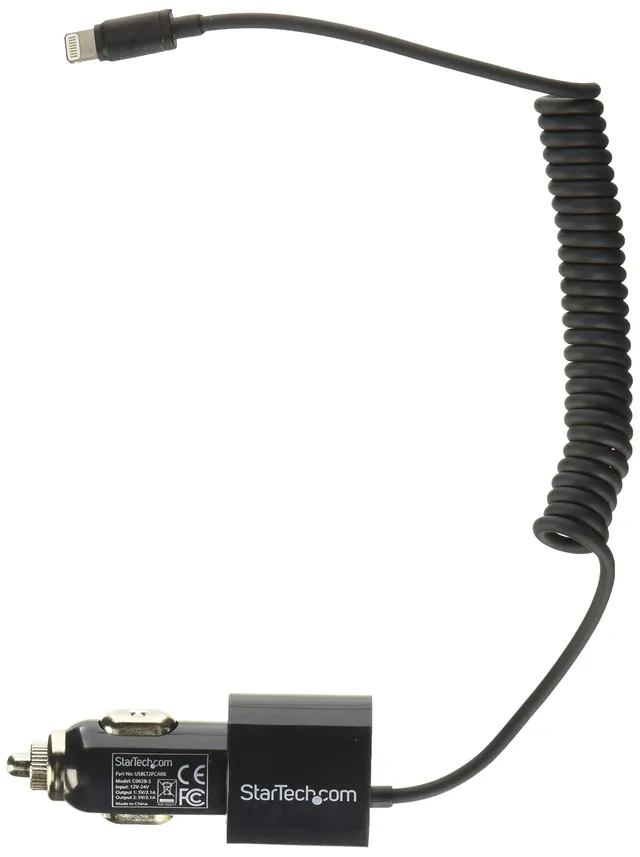 startech-com-usblt2pcarb-chargeur-voiture-double-lightning-usb-21w-noir image 1