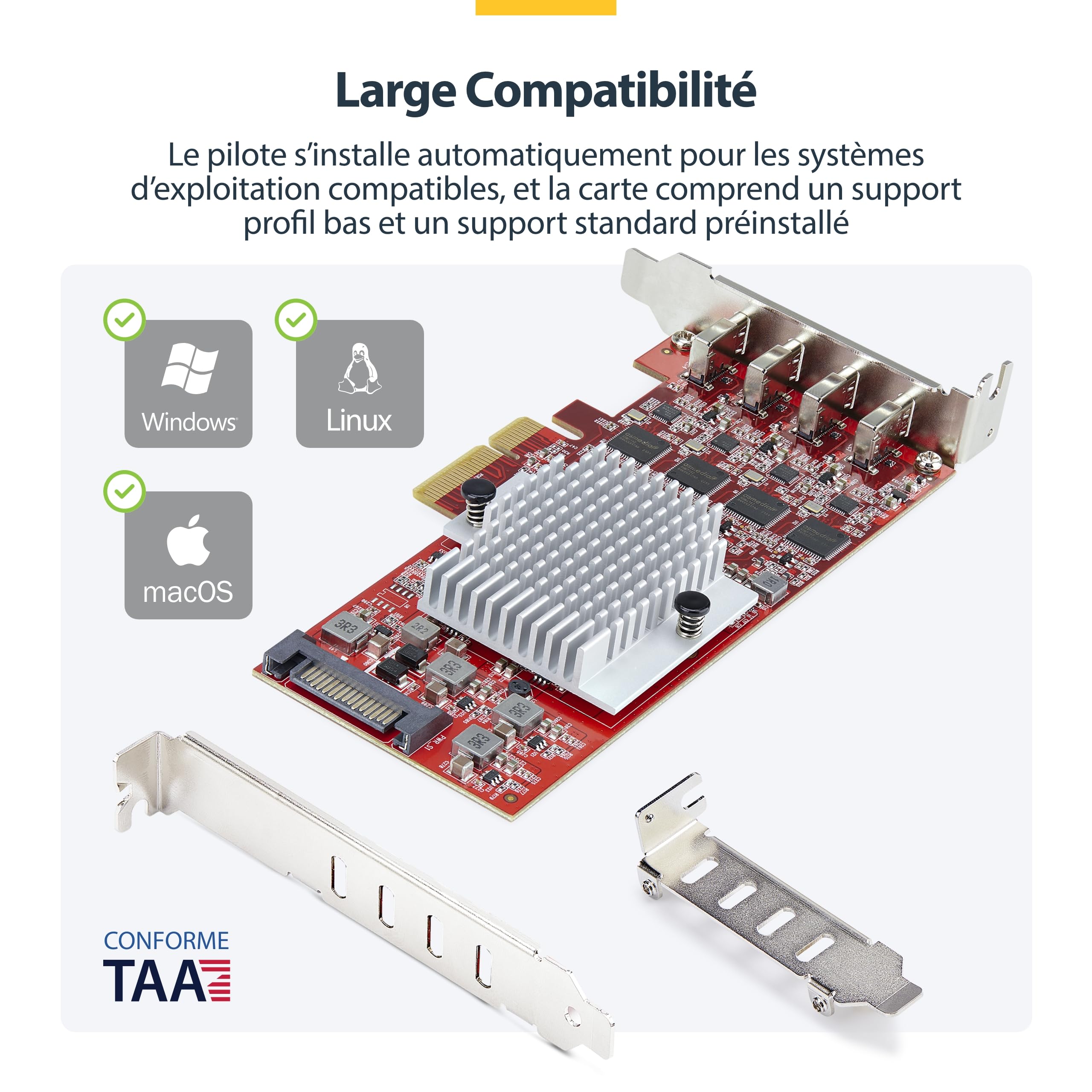 startech-com-carte-pcie-4-ports-usb-c-10gbps-usb-3-2-gen-2-p10q4c-usb-card-lp image 5