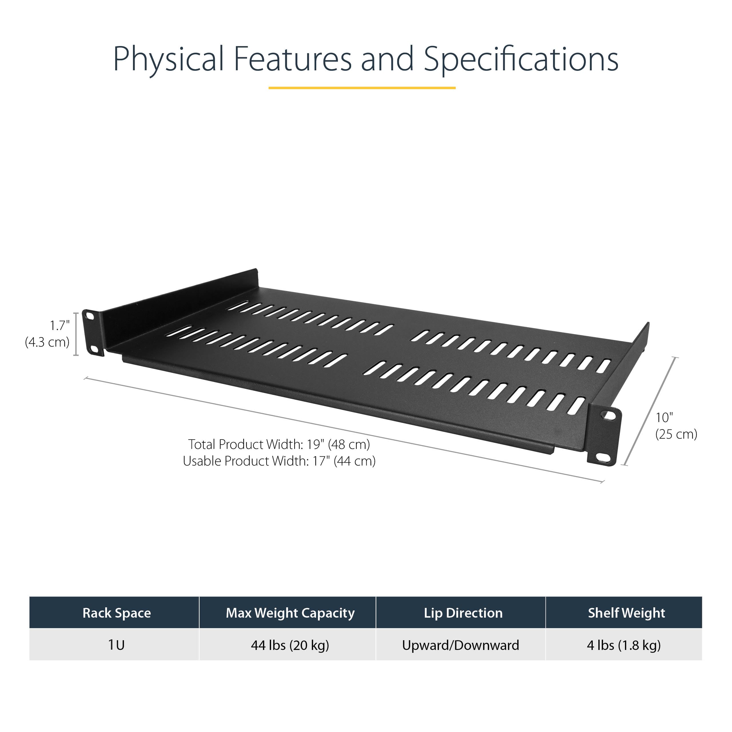 startech-com-cabshelfv1u-2pk-lot-de-2-tag-res-rack-19-1u-ventil-es-cantilever-25 image 2