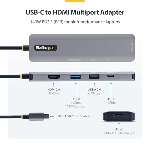 startech-com-hub-usb-c-5-en-1-vers-hdmi-4k-60hz-140w-pd-usb-a-c-10-gbps image 8