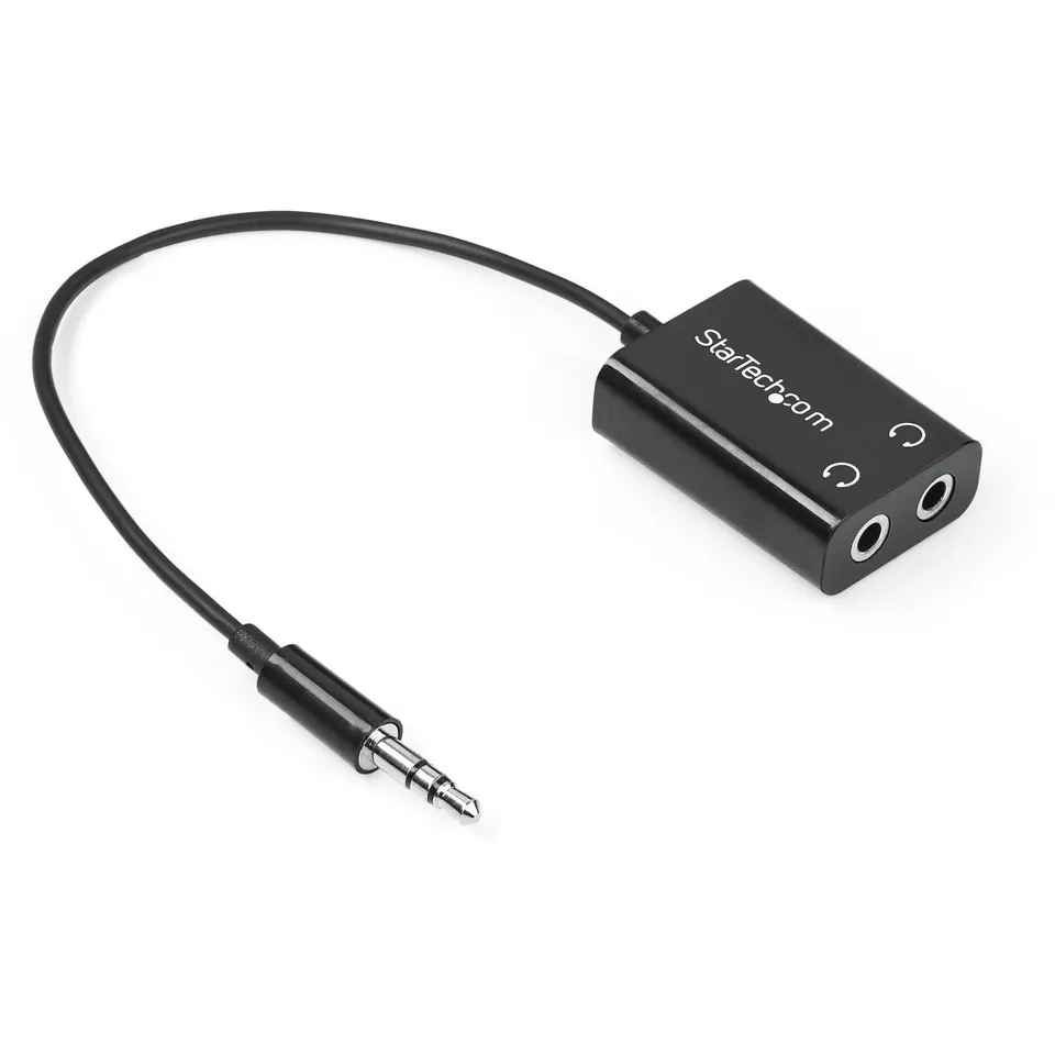 startech-com-r-partiteur-audio-slim-3-5-mm-m-le-vers-2x-femelle-noir-muy1mffadp image 1