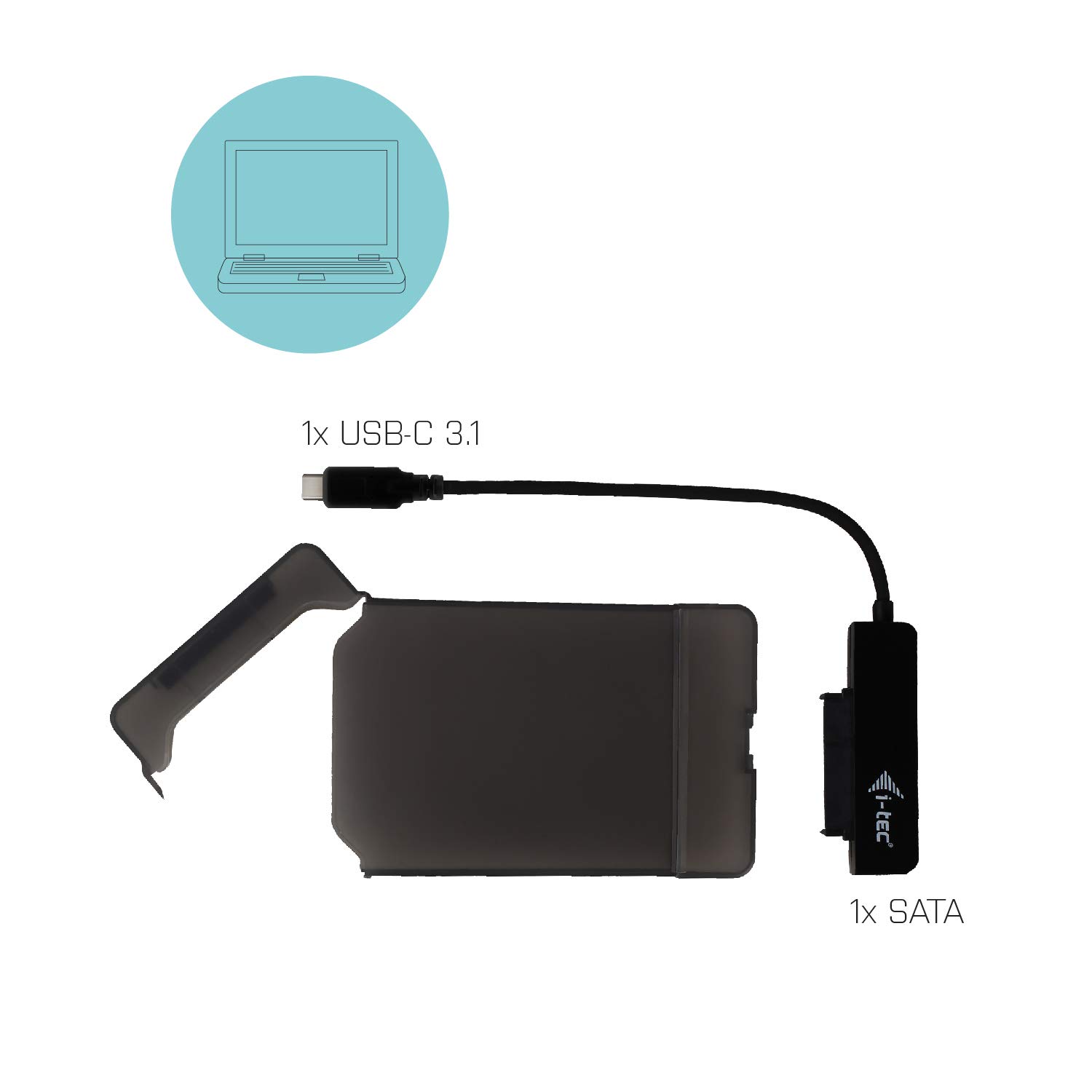 i-tec-c31mysafeu313-protection-pour-disque-dur-usb-usb-c-vers-sata-ii-noir-gris image 6