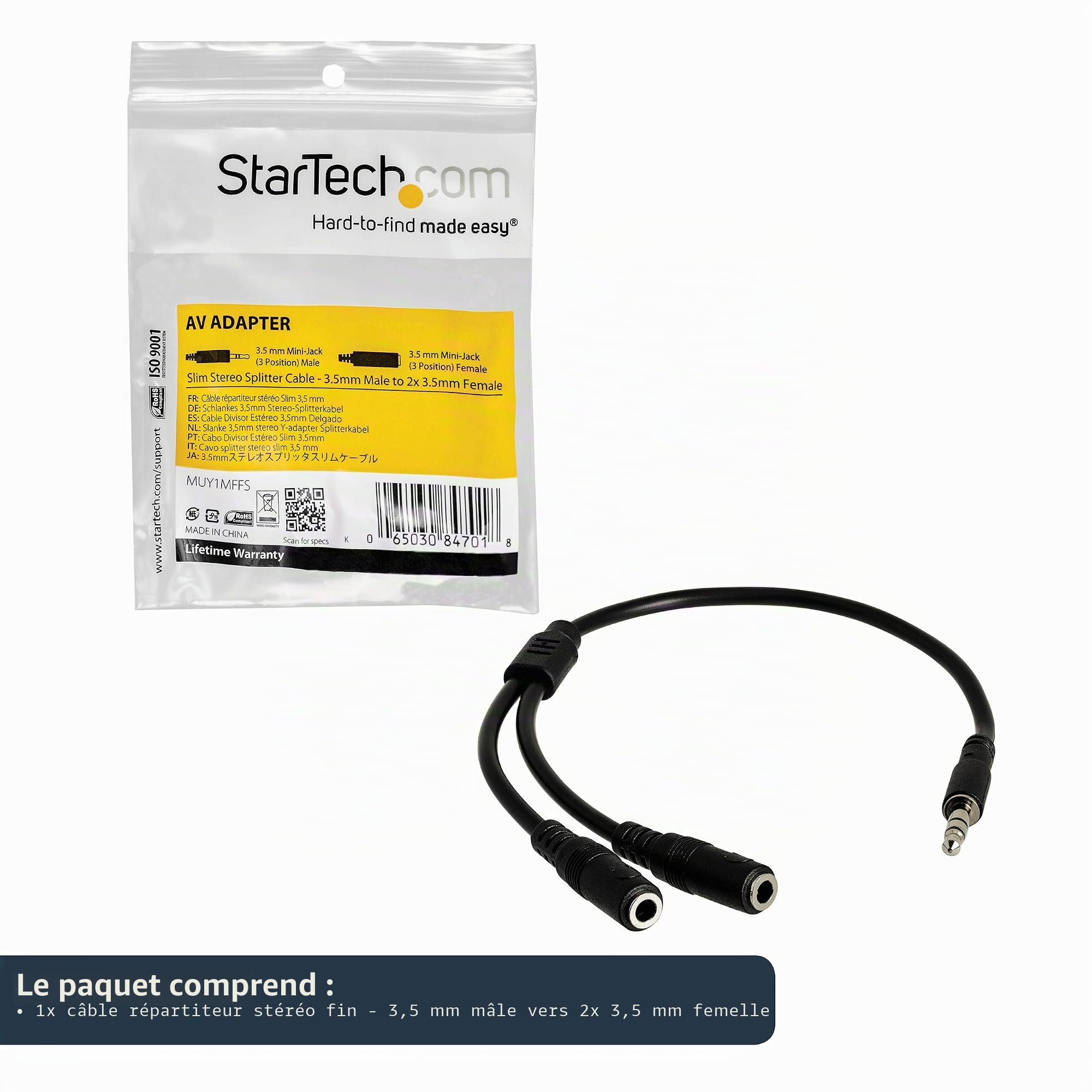 startech-com-c-ble-r-partiteur-st-r-o-slim-3-5-mm-m-le-vers-2x-femelle image 5