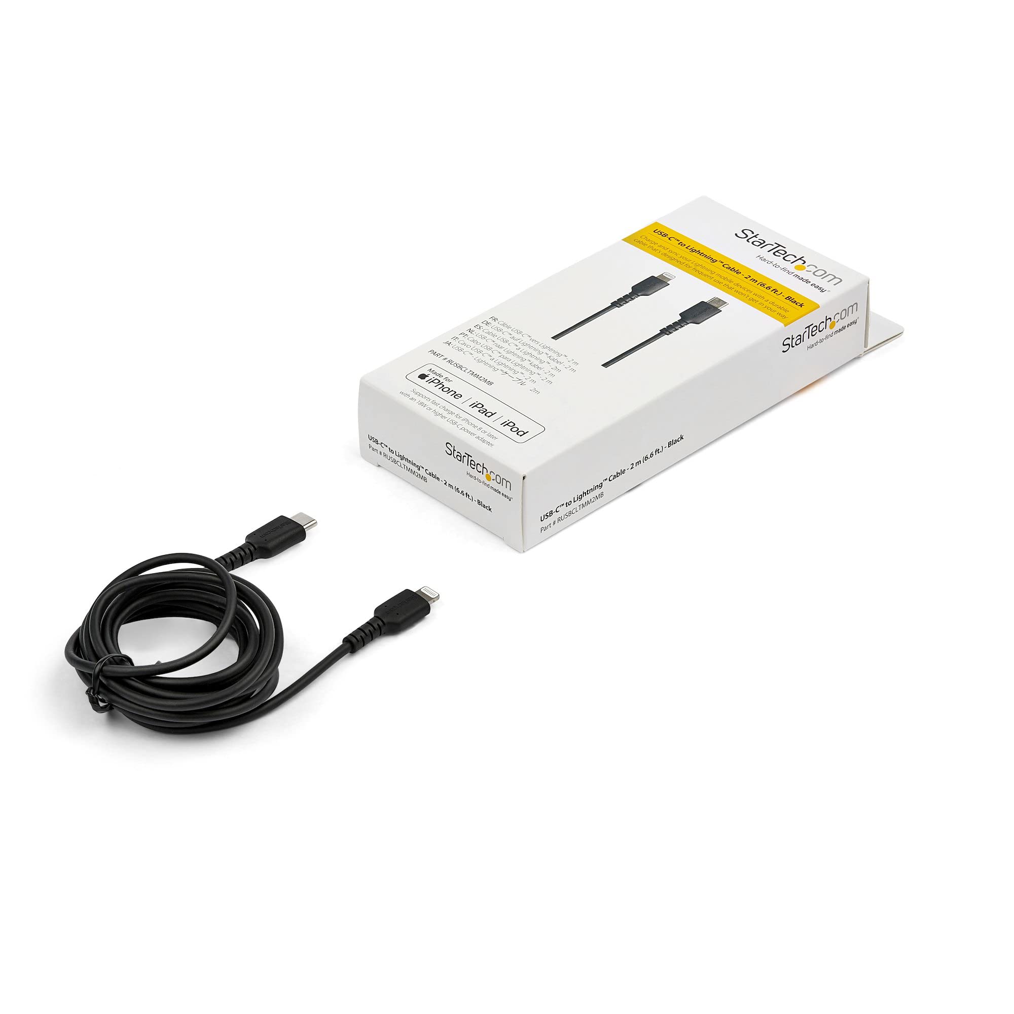 startech-com-rusbcltmm2mb-c-ble-usb-c-vers-lightning-2-m-robuste-mfi-noir image 5
