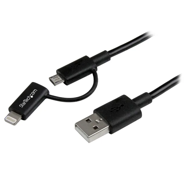startech-com-c-ble-lightning-8-broches-micro-usb-vers-usb-1-m-charge-et-synchron image 1