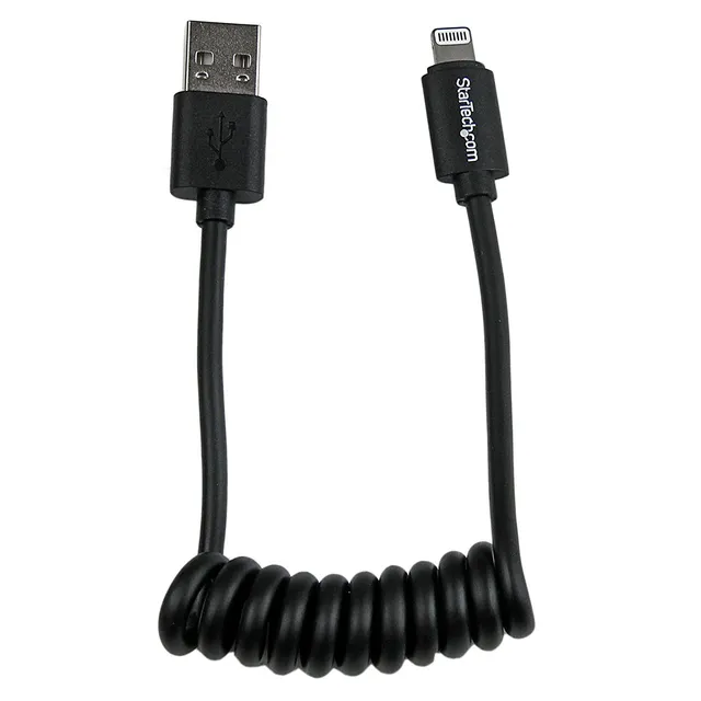 startech-com-c-ble-spiral-lightning-vers-usb-0-3-m-certifi-mfi-noir image 1
