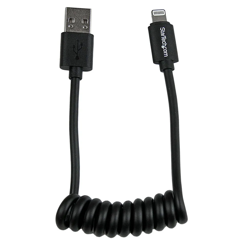 startech-com-c-ble-spiral-lightning-vers-usb-0-3-m-certifi-mfi-noir image 1