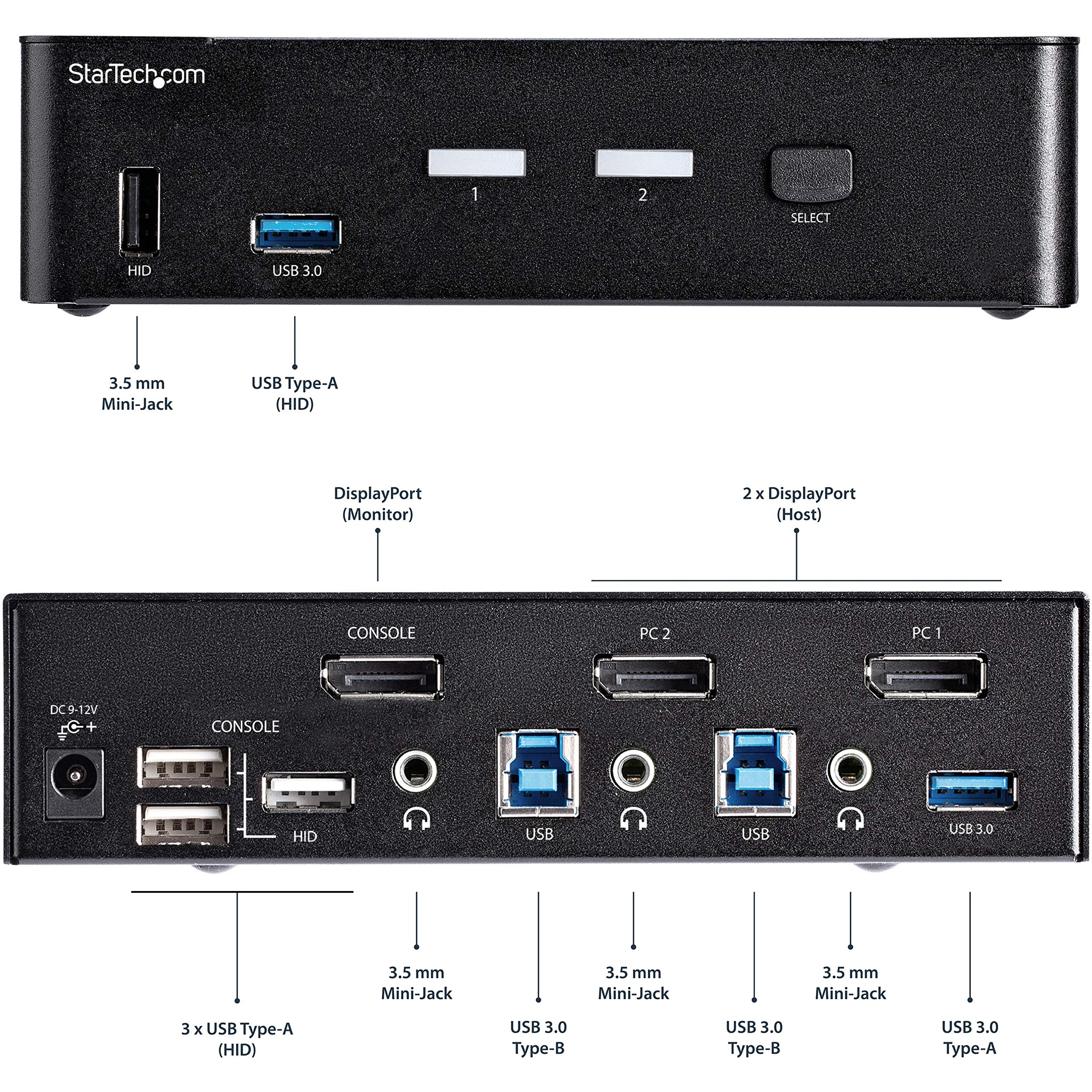 startech-com-st12mhdlan-series-switch-kvm-displayport-2-ports-4k-60hz-avec-hub-u image 5