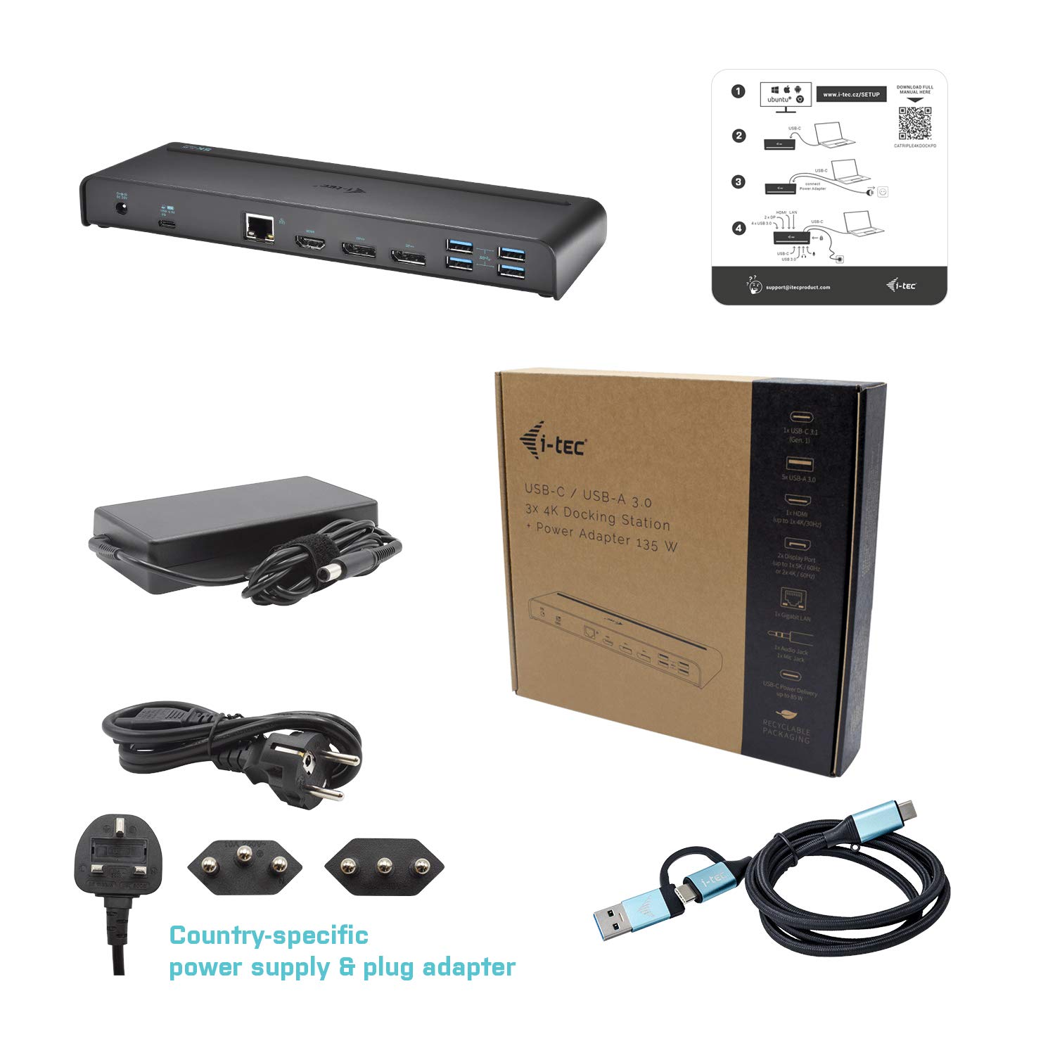 i-tec-station-d-accueil-usb-c-usb-3-0-triple-4k-2x-displayport-hdmi-lan-power-de image 6