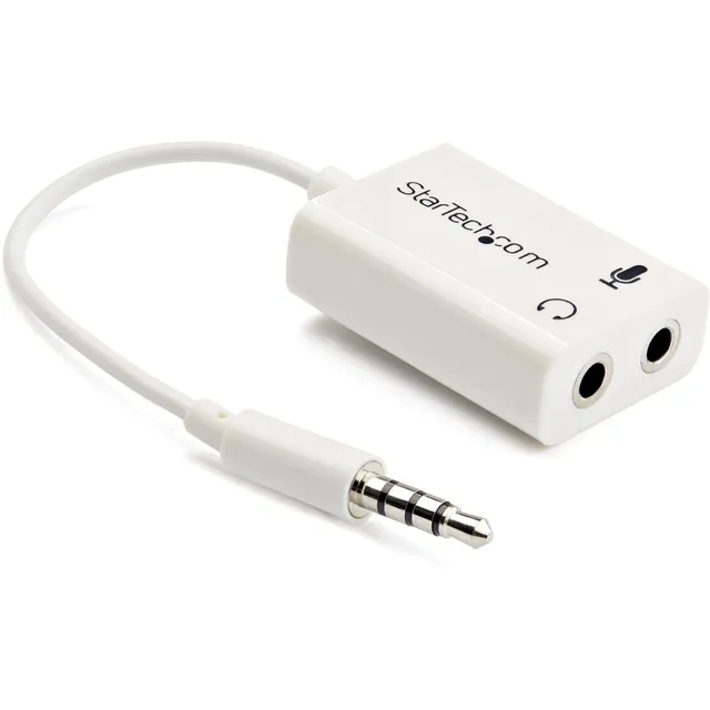 startech-com-muyhsmffadw-r-partiteur-casque-3-5mm-4-positions-avec-micro-blanc image 1