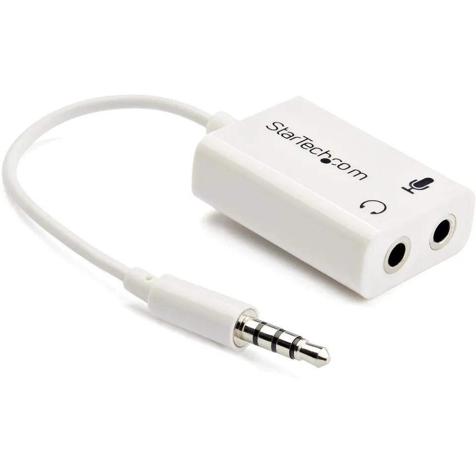 startech-com-muyhsmffadw-r-partiteur-casque-3-5mm-4-positions-avec-micro-blanc image 1