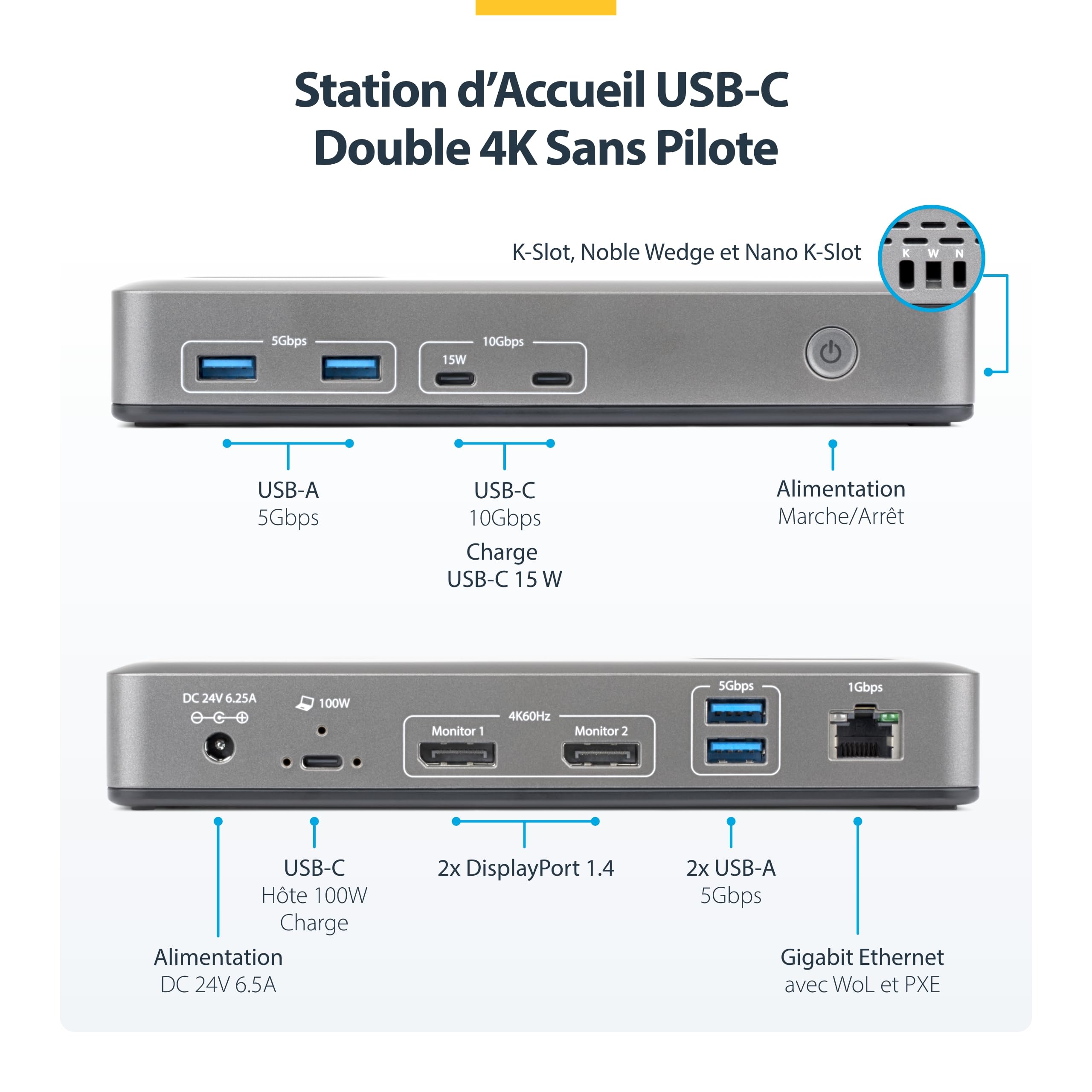 startech-dock-usb-c-sans-pilote-double-dp-4k-60hz-100w-verrouillable image 2