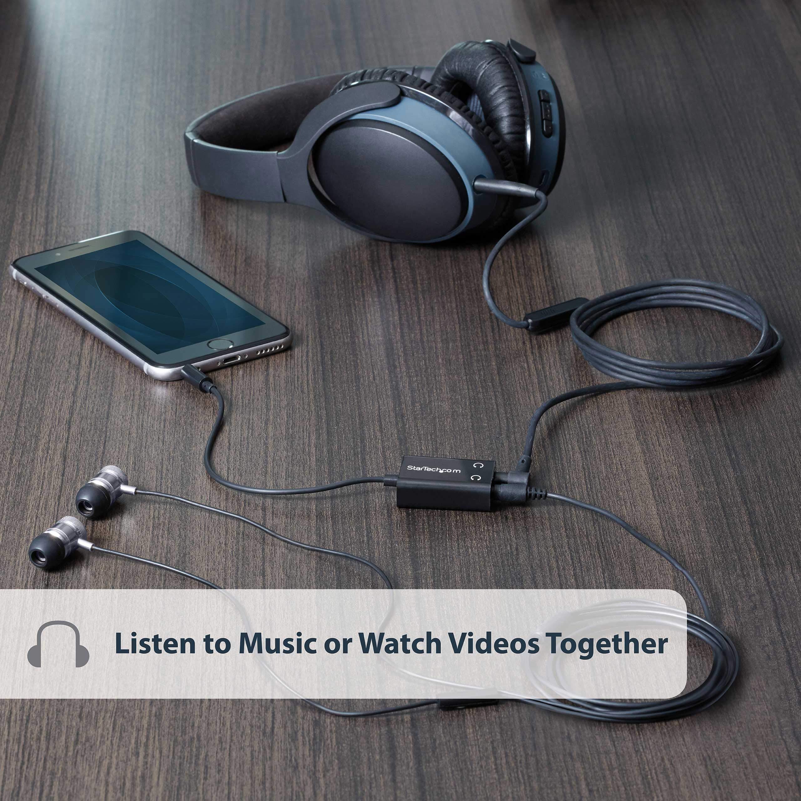 startech-com-r-partiteur-audio-slim-3-5-mm-m-le-vers-2x-femelle-noir-muy1mffadp image 2