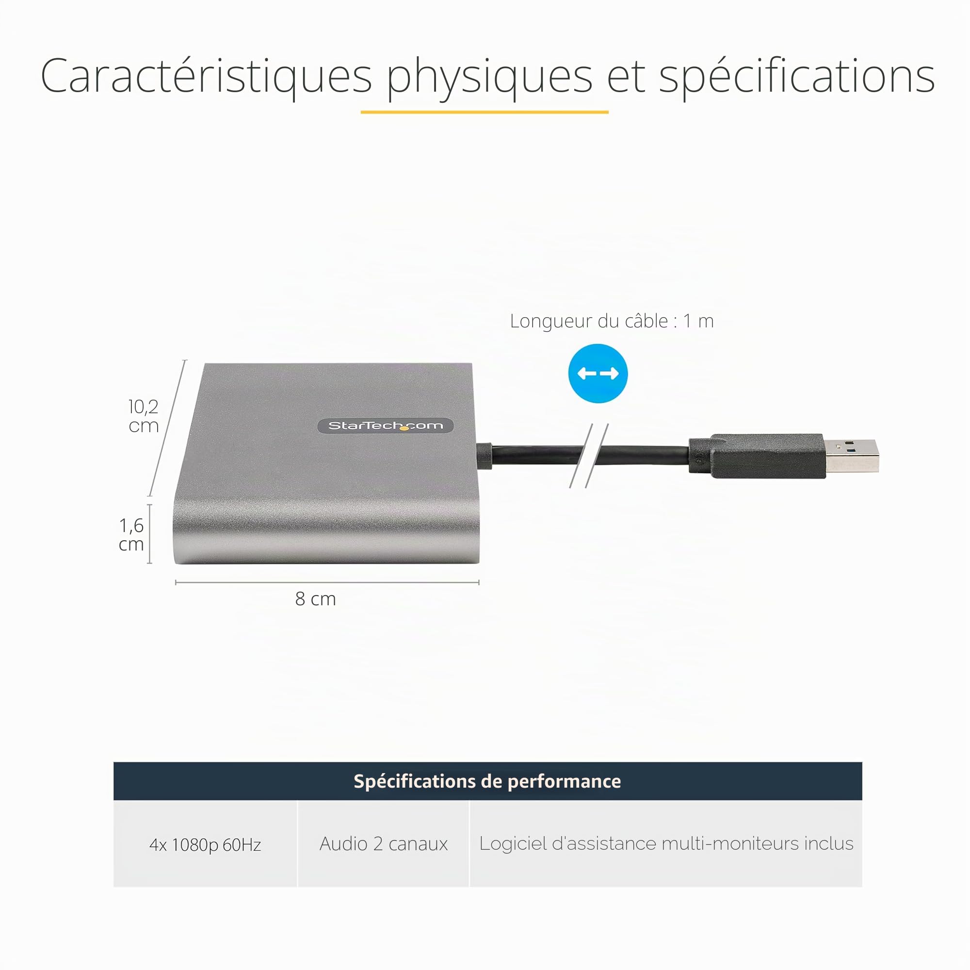 startech-com-adaptateur-usb-a-vers-4x-hdmi-1080p-60hz-1-m-bus image 3
