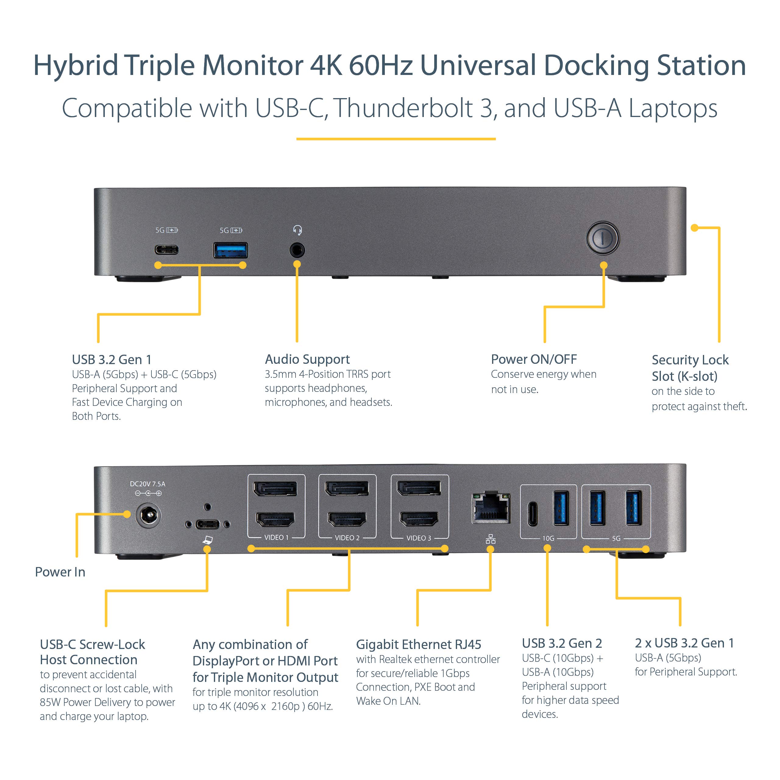 startech-com-st12mhdlan-series-station-d-accueil-usb-c-a-triple-4k-60hz-85w-gbe image 3