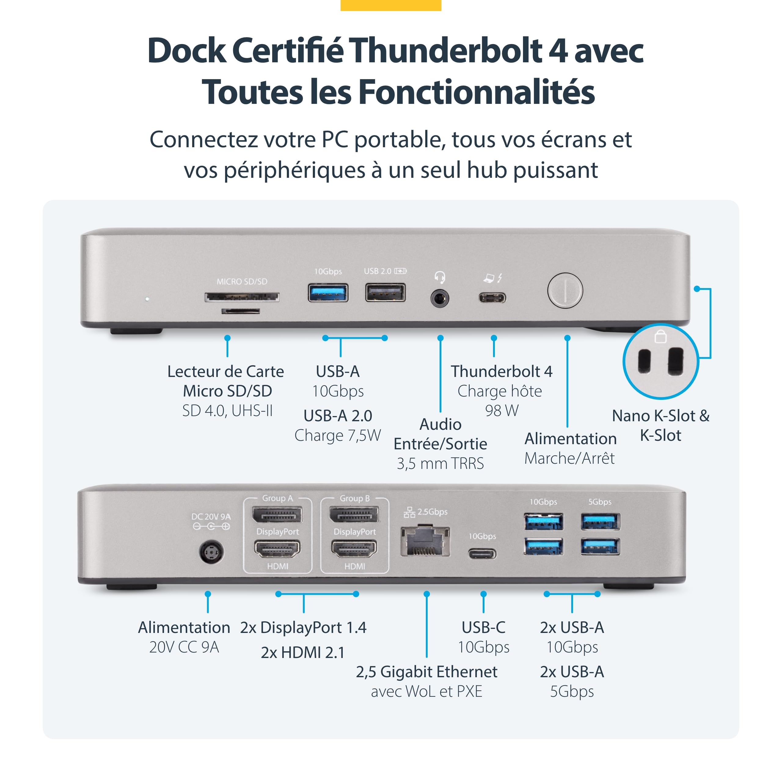 startech-com-st12mhdlan-series-station-d-accueil-thunderbolt-4-usb4-16-ports-qua image 2