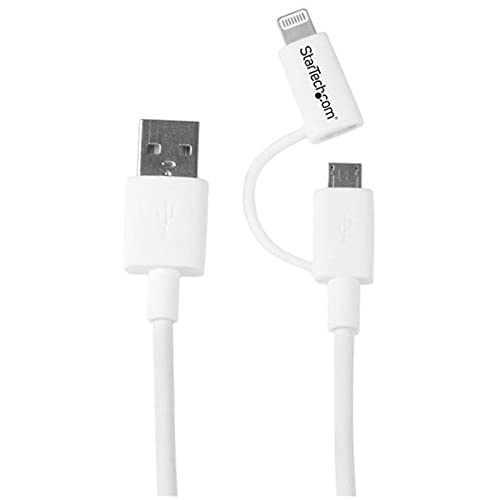 startech-com-c-ble-2-en-1-lightning-8-broches-micro-usb-vers-usb-1-m-blanc image 4
