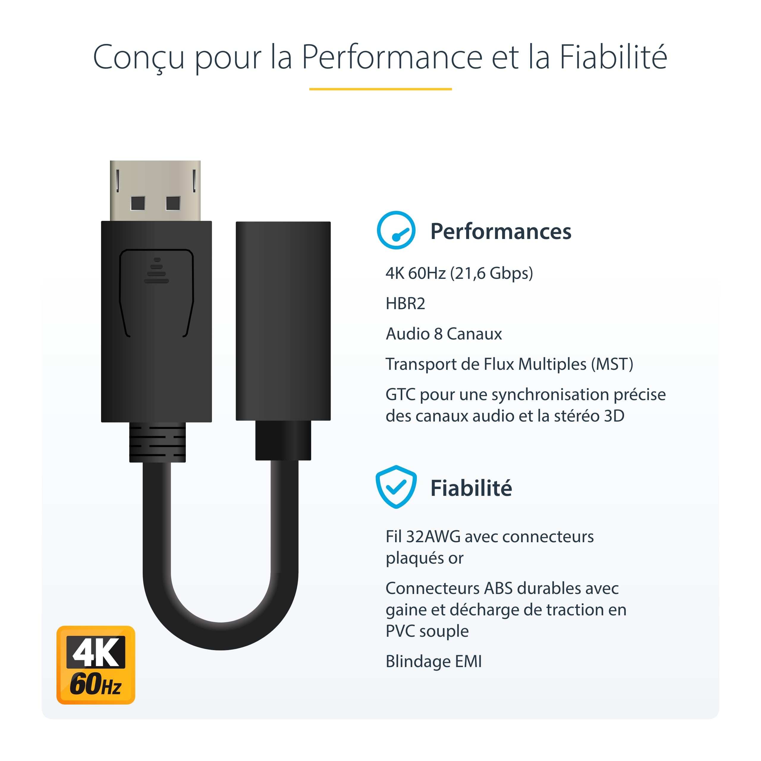 startech-com-dp2mdpmf6in-adaptateur-displayport-vers-mini-displayport-15-cm-4k image 3