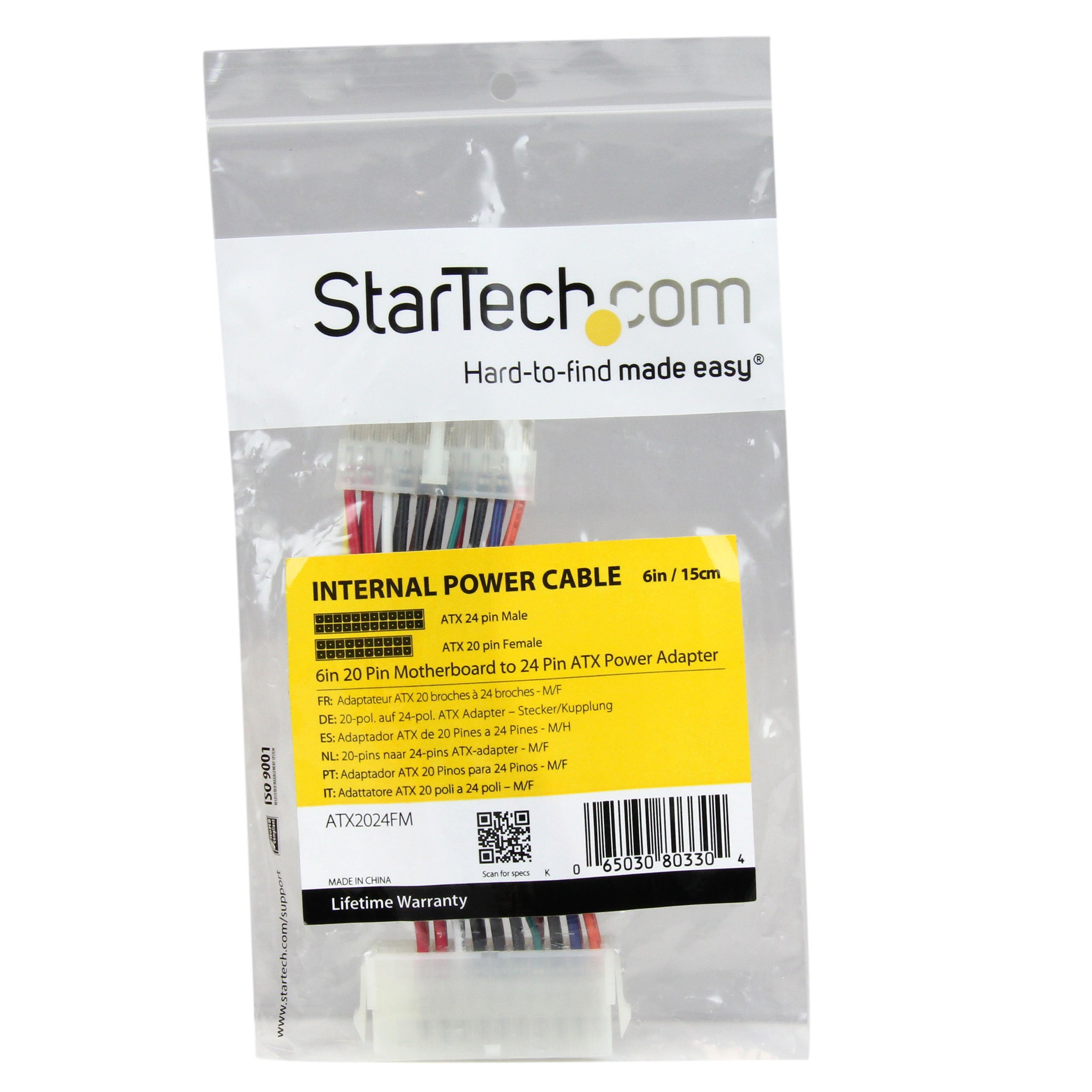 startech-com-atx2024fm-adaptateur-alimentation-atx-20-vers-24-broches-15-cm image 2