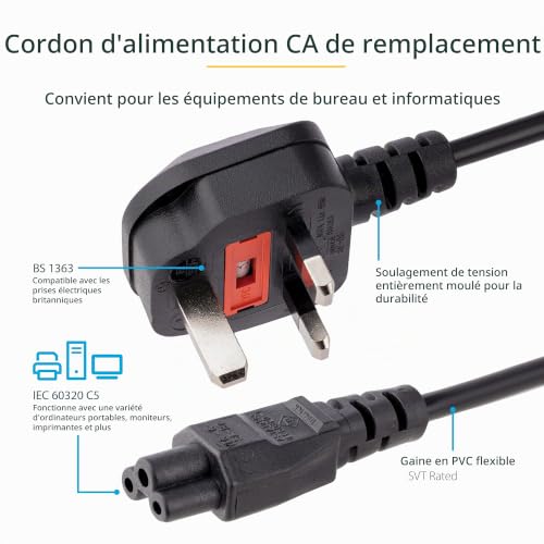 startech-com-pxtnb3suk1m-c-ble-alimentation-pc-portable-1-m-bs-1363-vers-c5 image 8