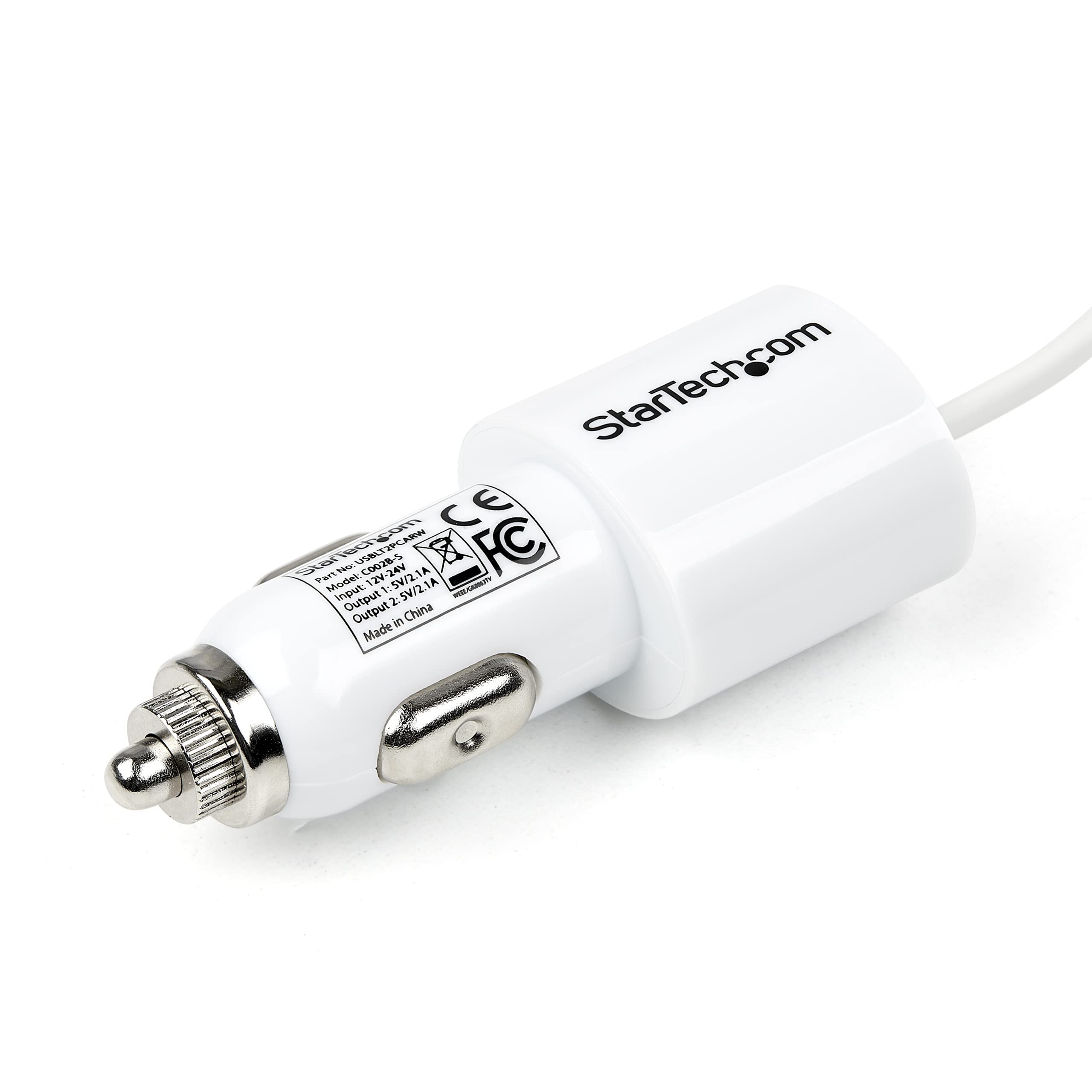 startech-com-usblt2pcarw-chargeur-voiture-lightning-usb-2-0-21w-blanc image 2