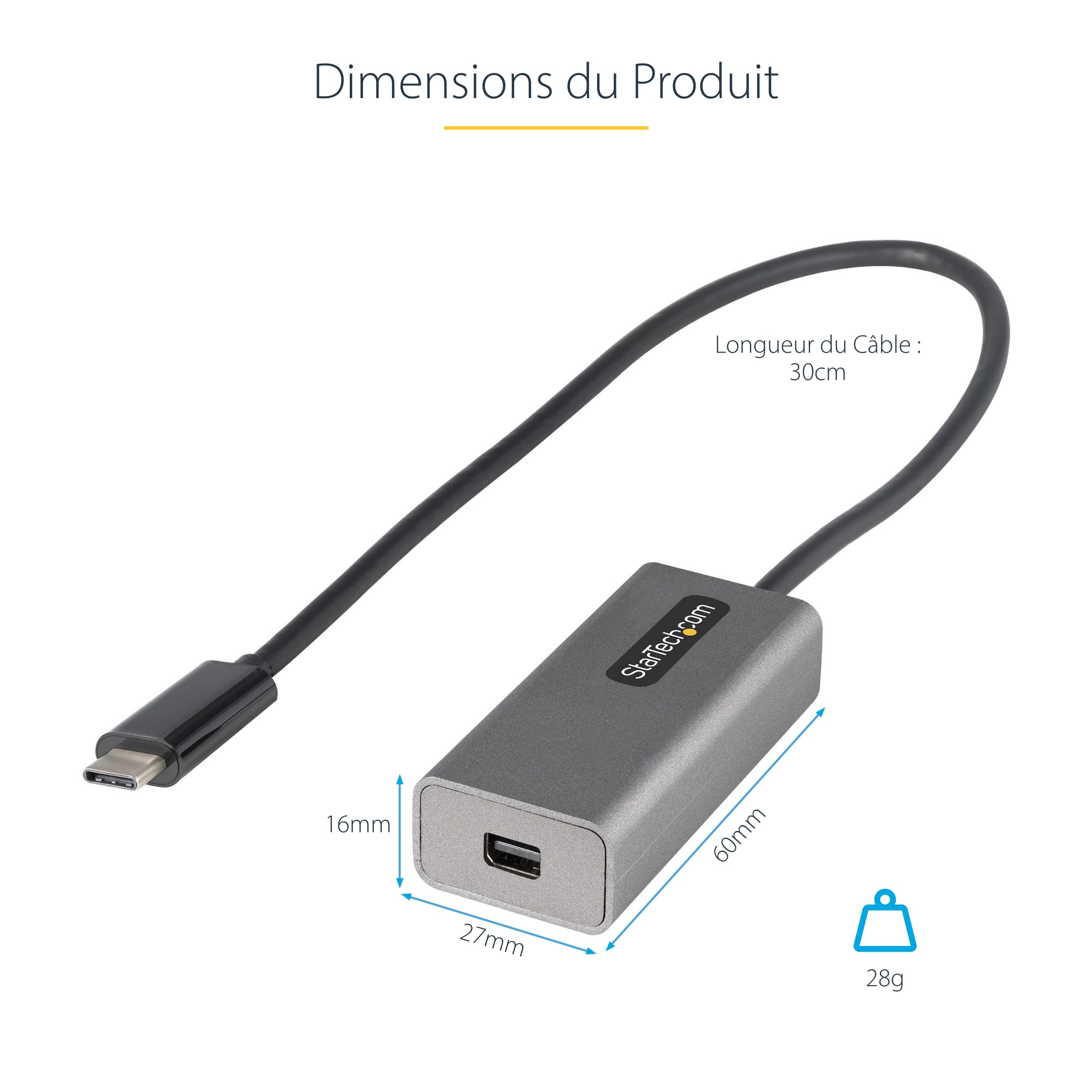 startech-adaptateur-usb-c-vers-mini-displayport-4k-60hz-30-cm image 5
