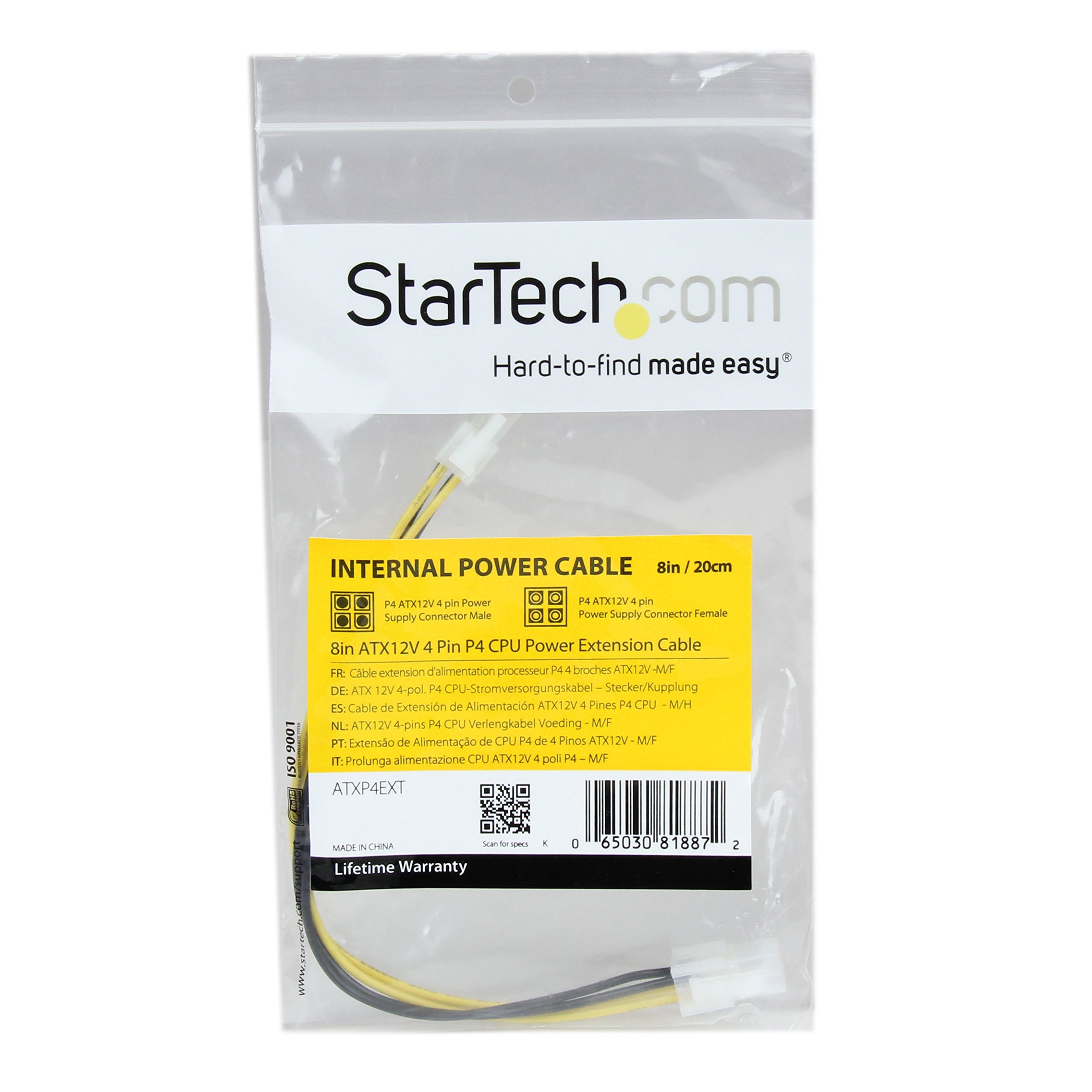 startech-com-atxp4ext-c-ble-rallonge-alimentation-cpu-p4-4-broches-atx12v-20-cm image 4