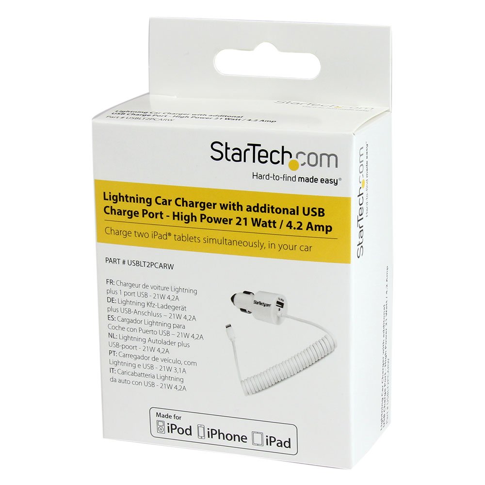 startech-com-usblt2pcarw-chargeur-voiture-lightning-usb-2-0-21w-blanc image 6