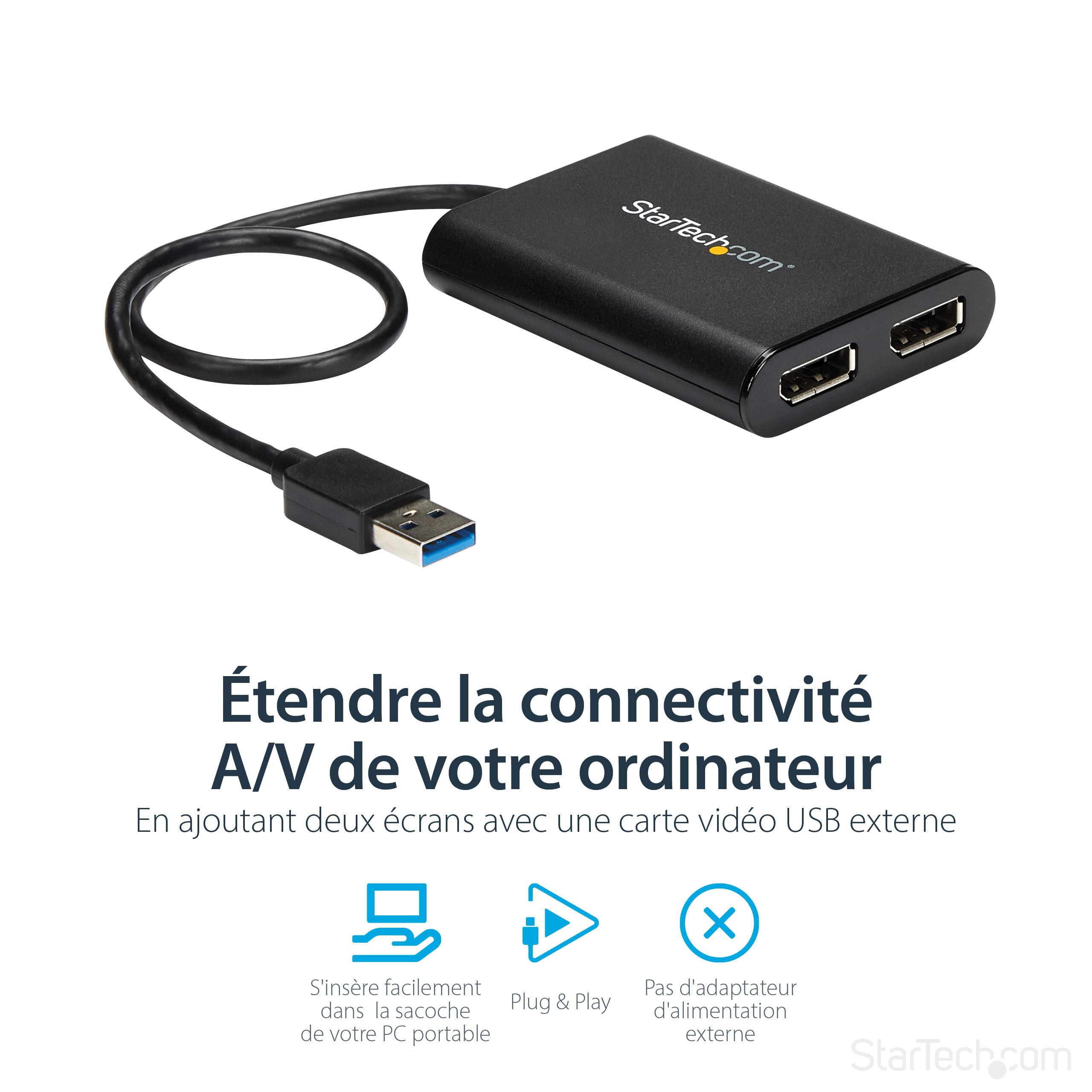 startech-adaptateur-usb-3-0-vers-double-displayport-4k-60hz-usb32dp24k60 image 3