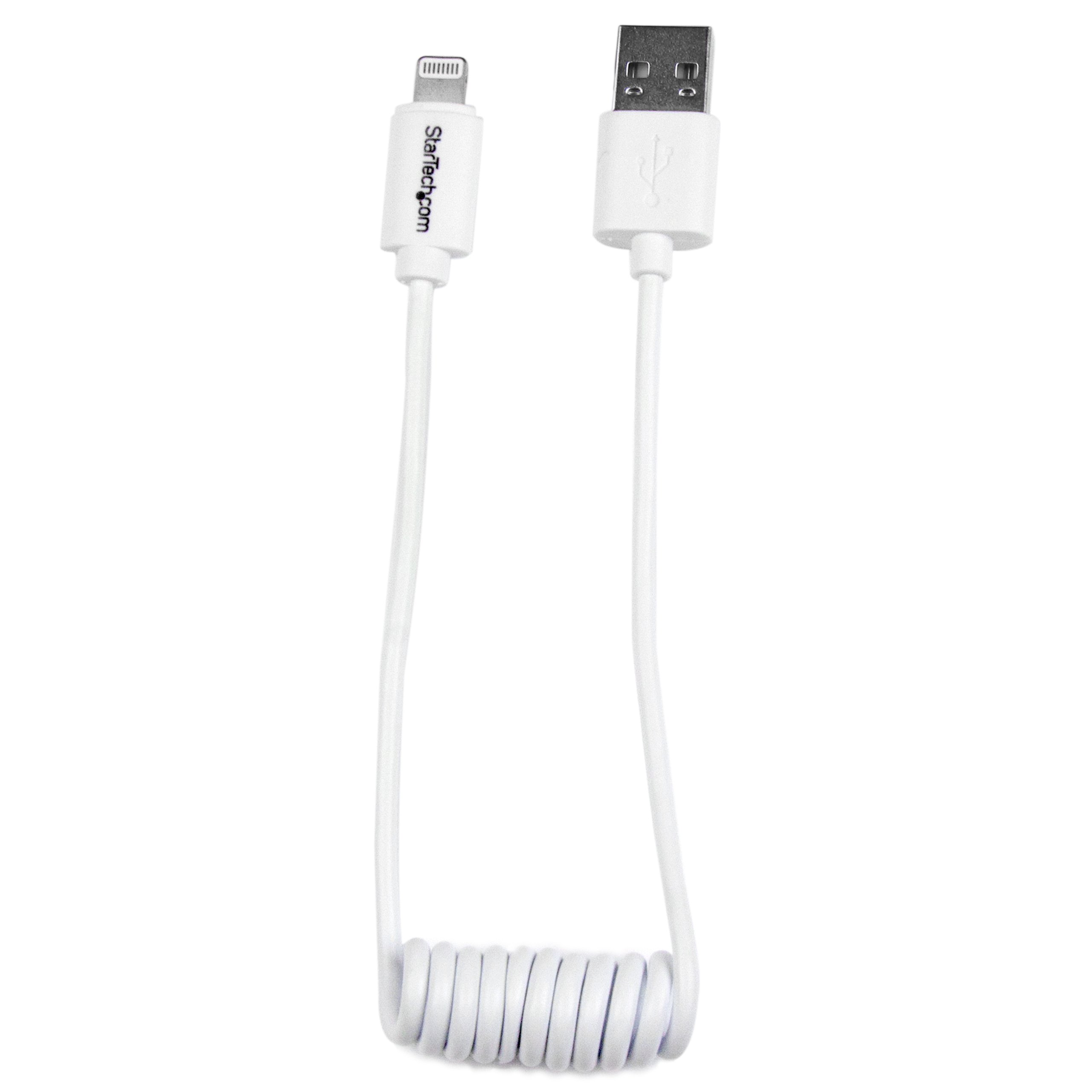 startech-com-c-ble-lightning-vers-usb-spiral-30-cm-blanc-m-m image 1