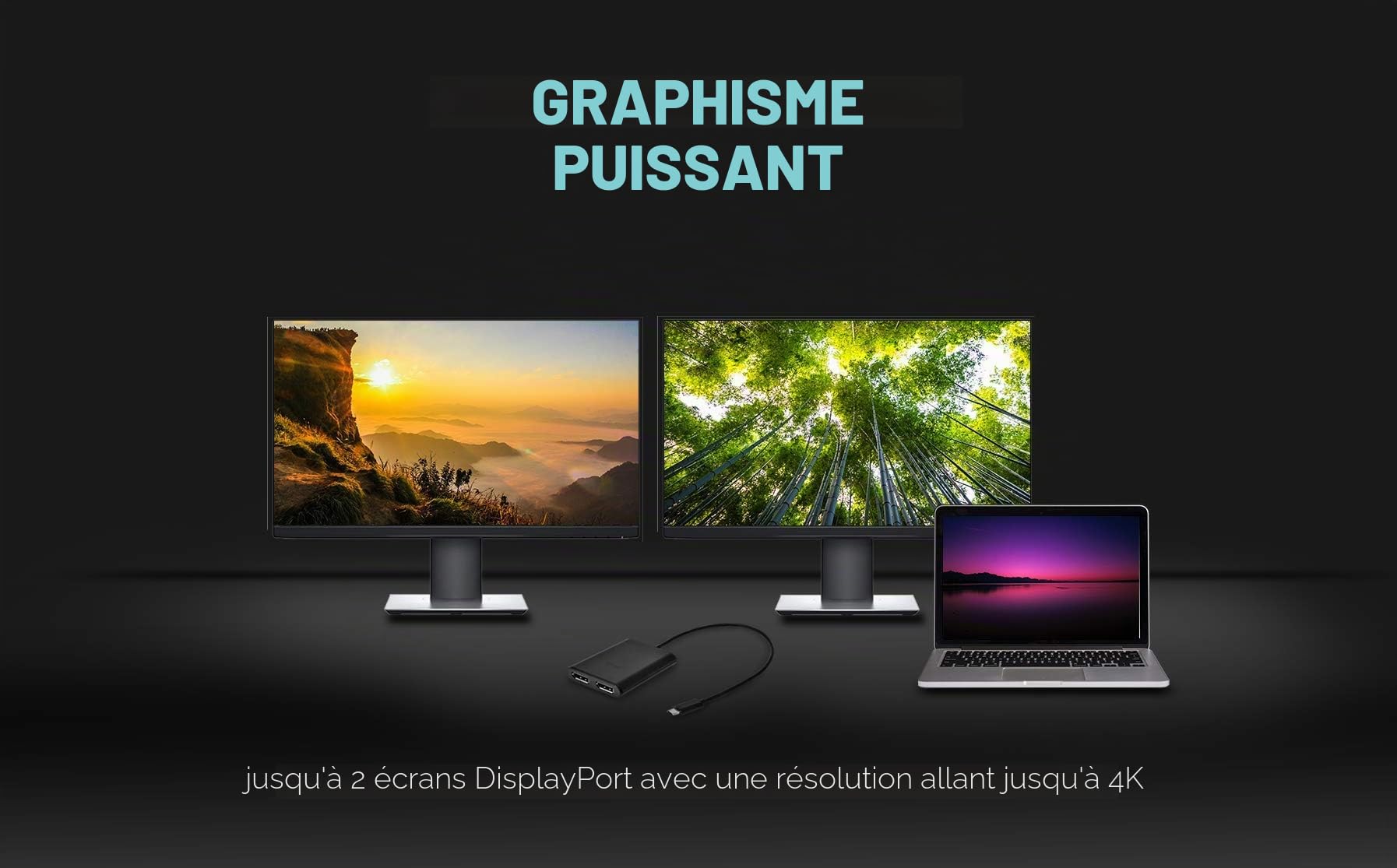 i-tec-adaptateur-usb-c-vers-2x-displayport-4k-30hz-c-ble-30-cm image 3