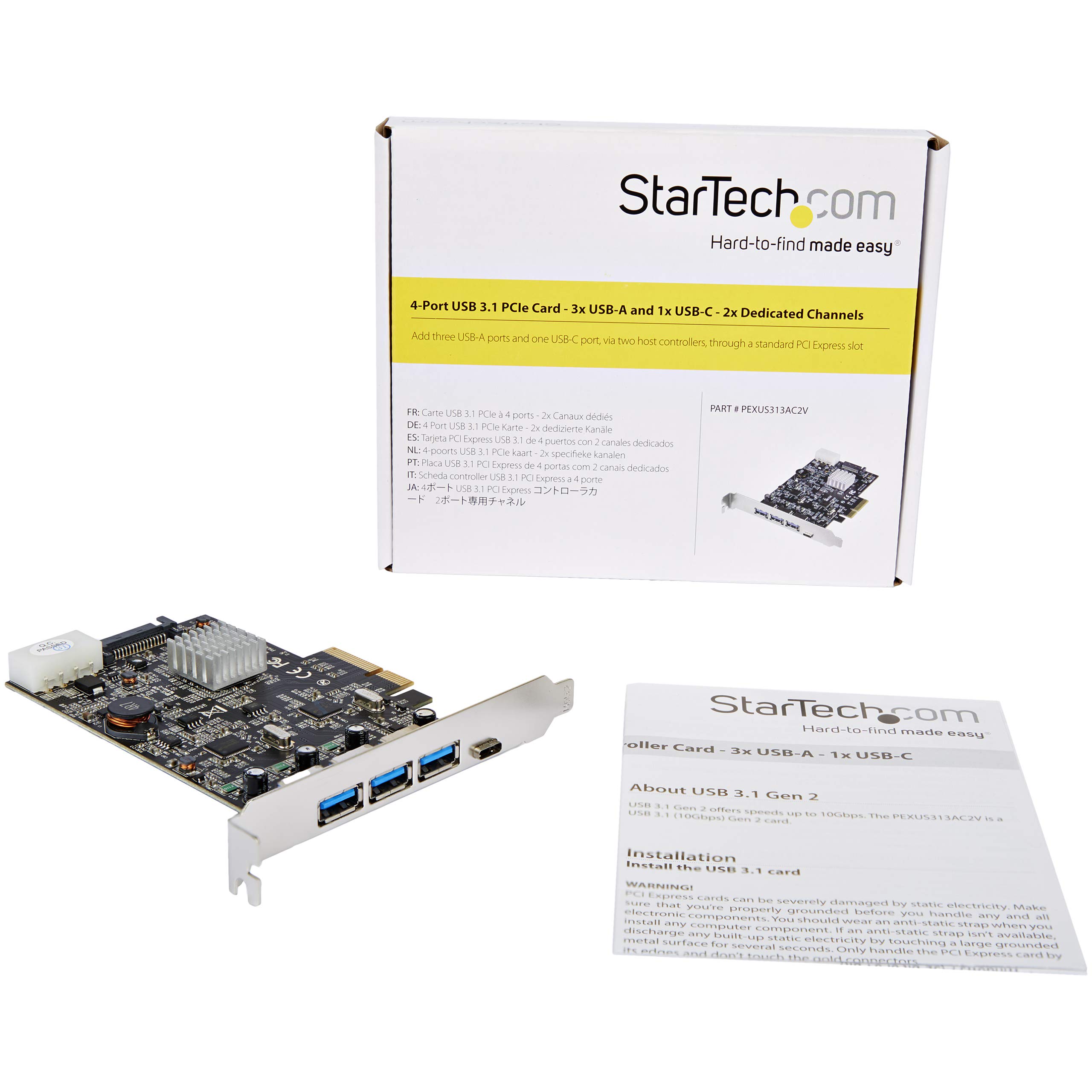 startech-com-pexus313ac2v-carte-pcie-usb-3-1-10gbps-3x-usb-a-1x-usb-c image 5