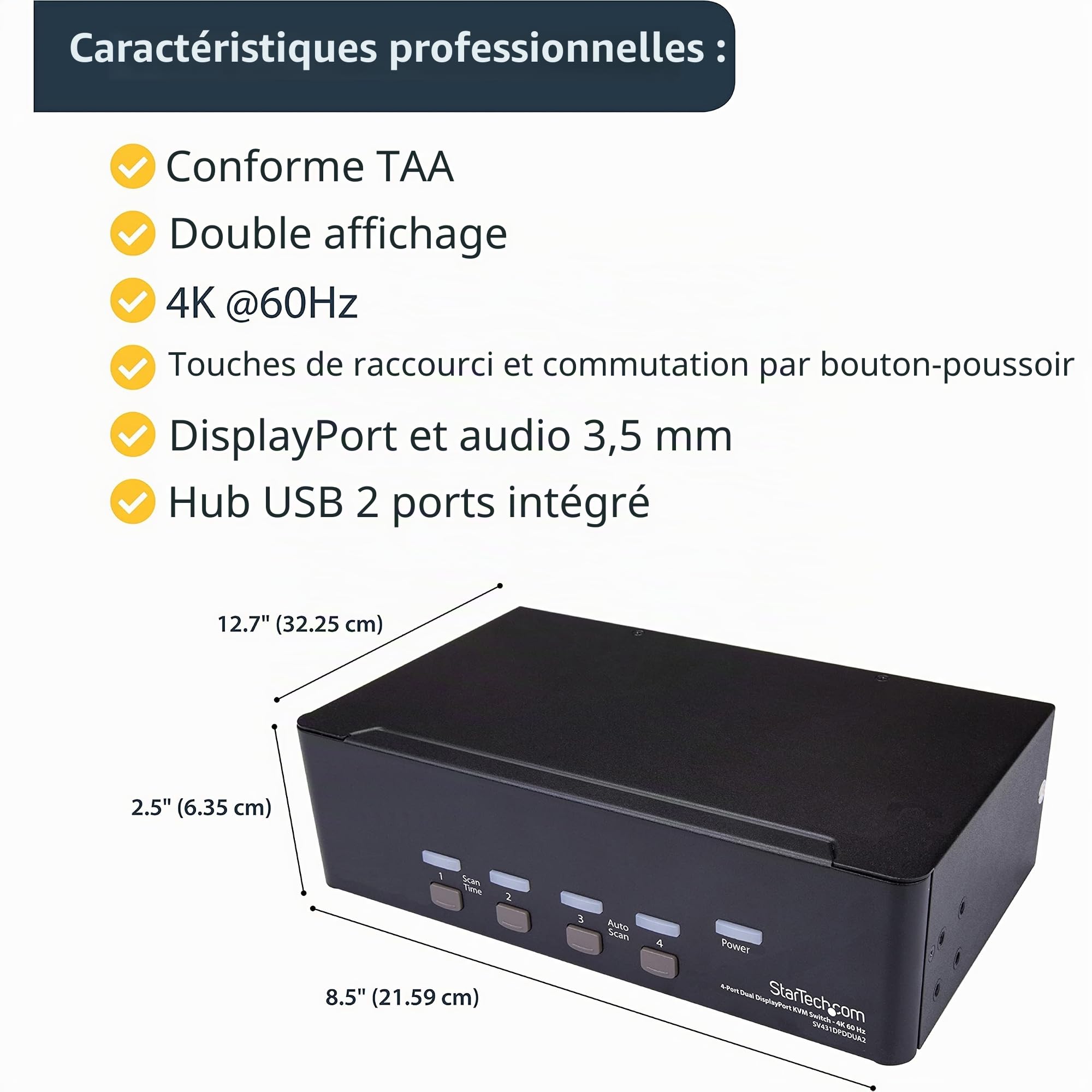 startech-com-st12mhdlan-series-switch-kvm-4-ports-double-displayport-4k-60-hz-av image 5