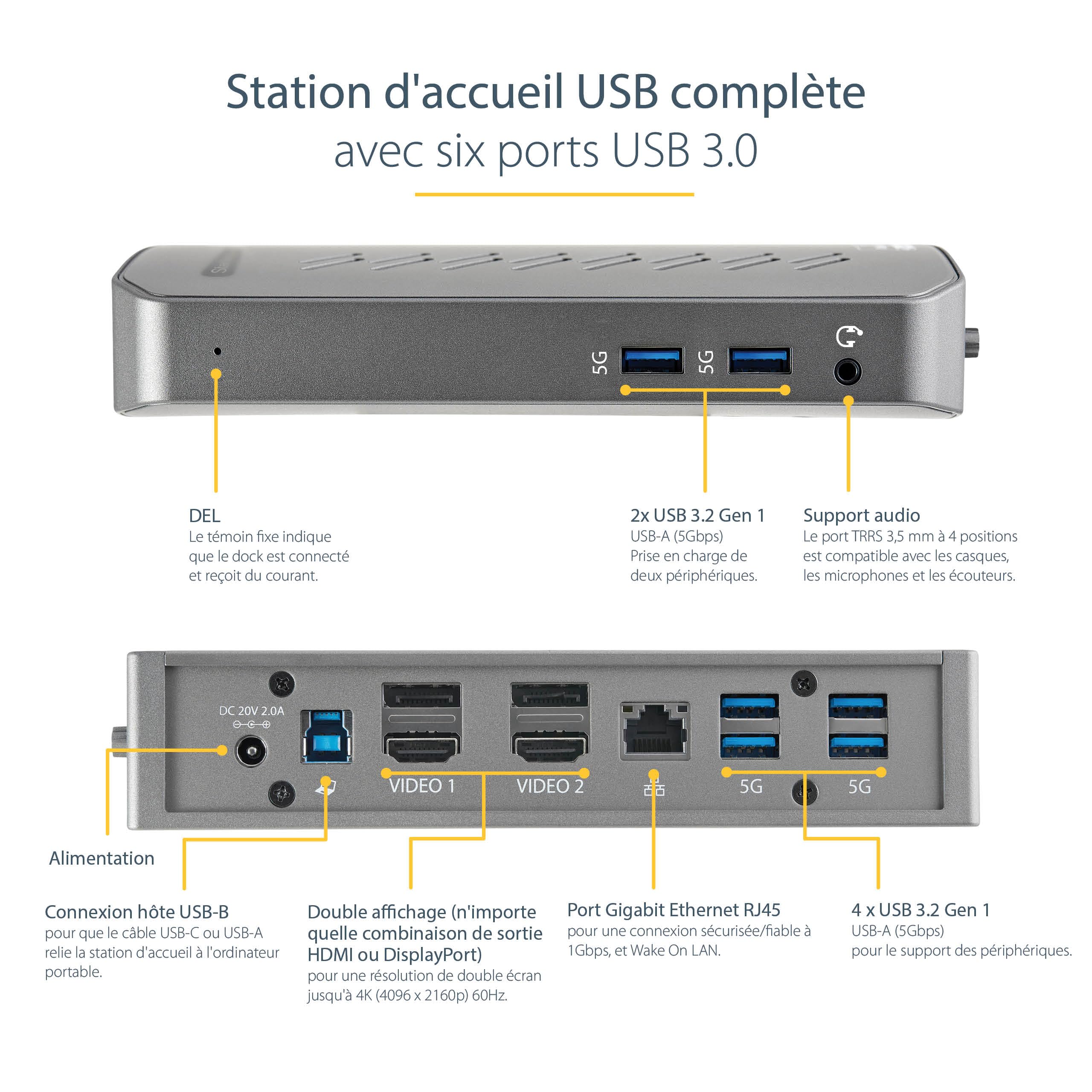 startech-com-st12mhdlan-station-d-accueil-hybride-usb-c-usb-a-double-4k-displayl image 2